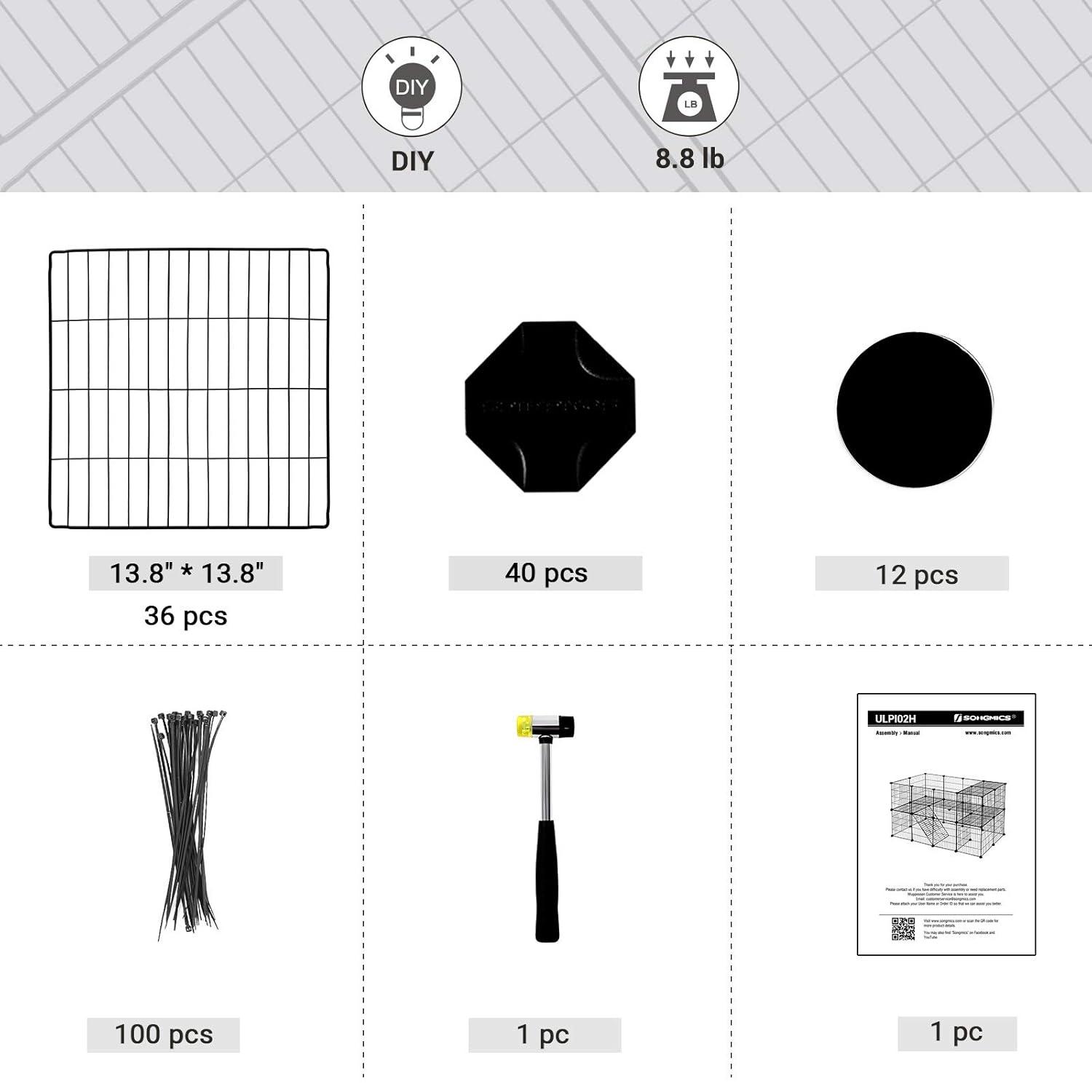 Pet Playpen Includes Cable Ties, Indoor Use, Black