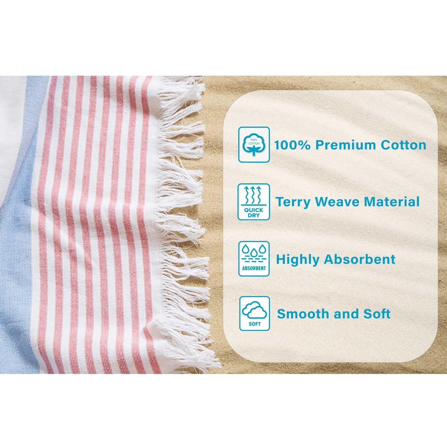 Impressions Ula Stripe Fouta Beach Towel with Tassels
