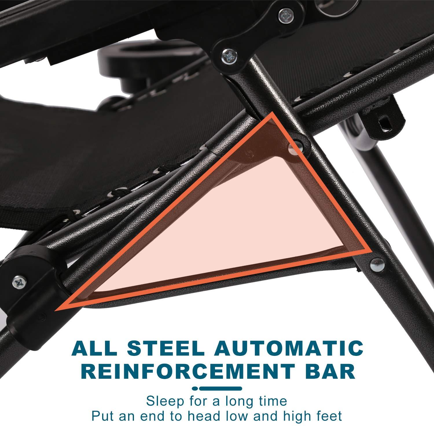 Costway 2 PCS Zero Gravity Chairs Lounge Patio Folding Recliner Outdoor Black with Cup Holder Black