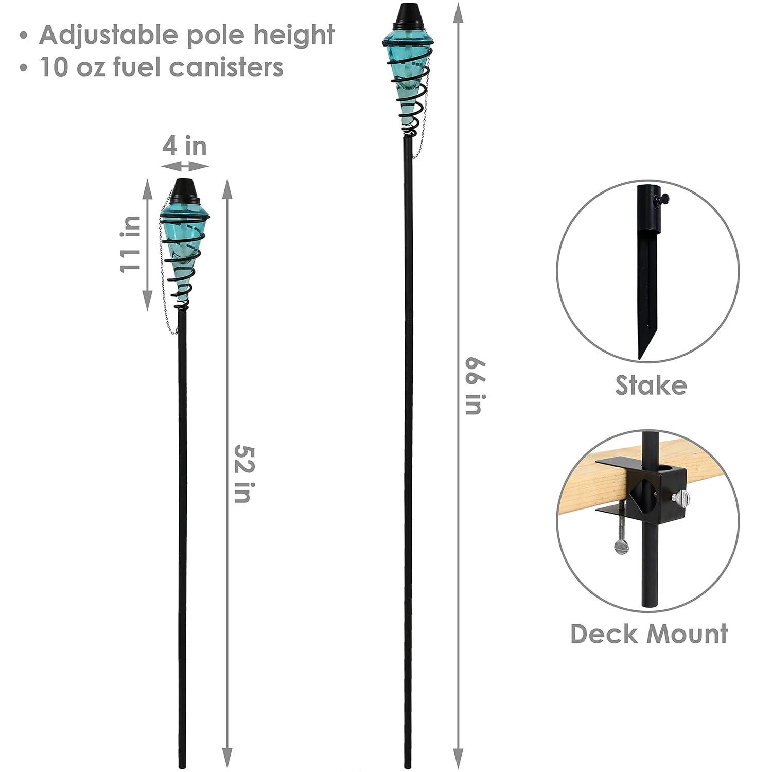 Sunnydaze Outdoor Adjustable Height Glass and Metal Swirl Patio and Lawn Torch Set - Red - 2pk