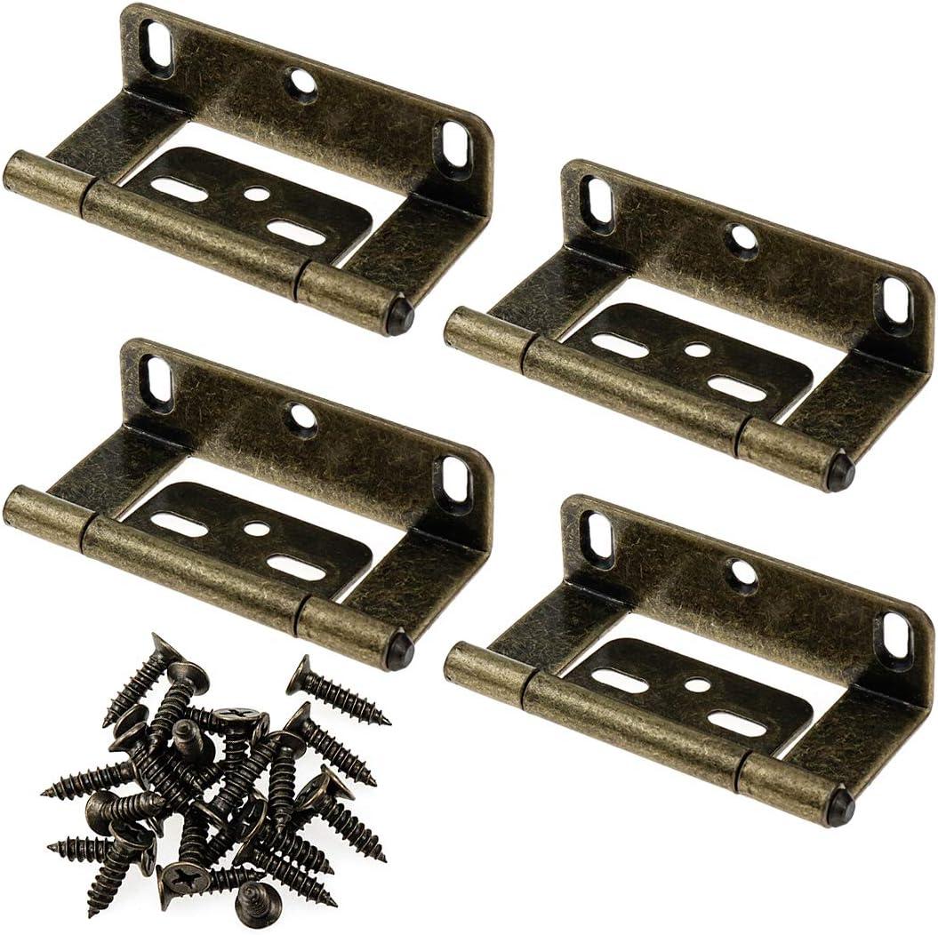 LC LICTOP Full Inset Partial Wrap Non-Mortise Door Hinges Antique Bronze Vintage Cabinet Furniture Hinge 4pcs