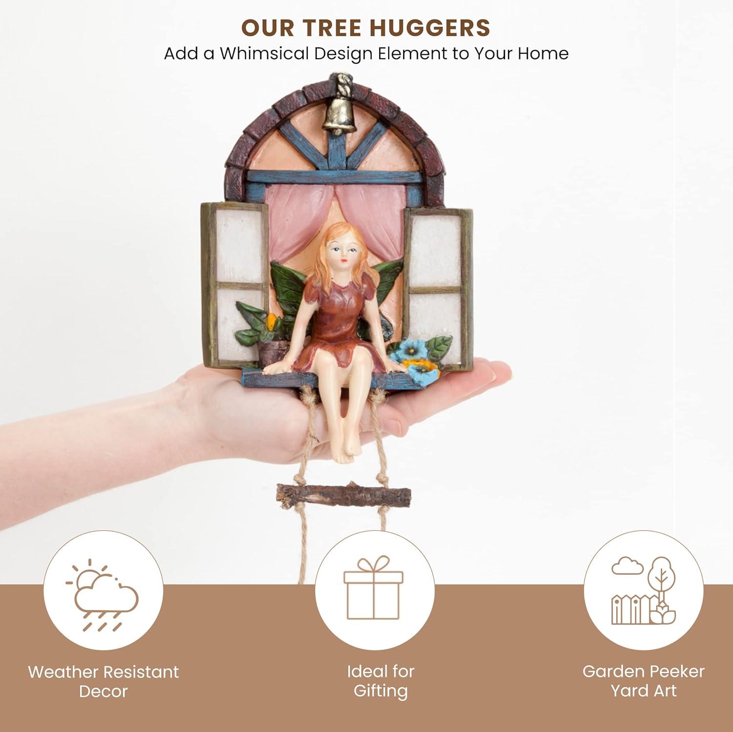 Hand-Painted Polyresin Fairy Tree Hanger with Rope Ladder