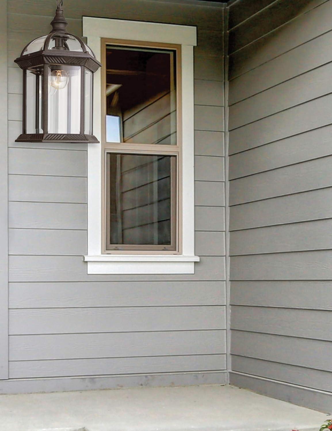 Classic American 19" Rust Hanging Lantern with Clear Beveled Glass