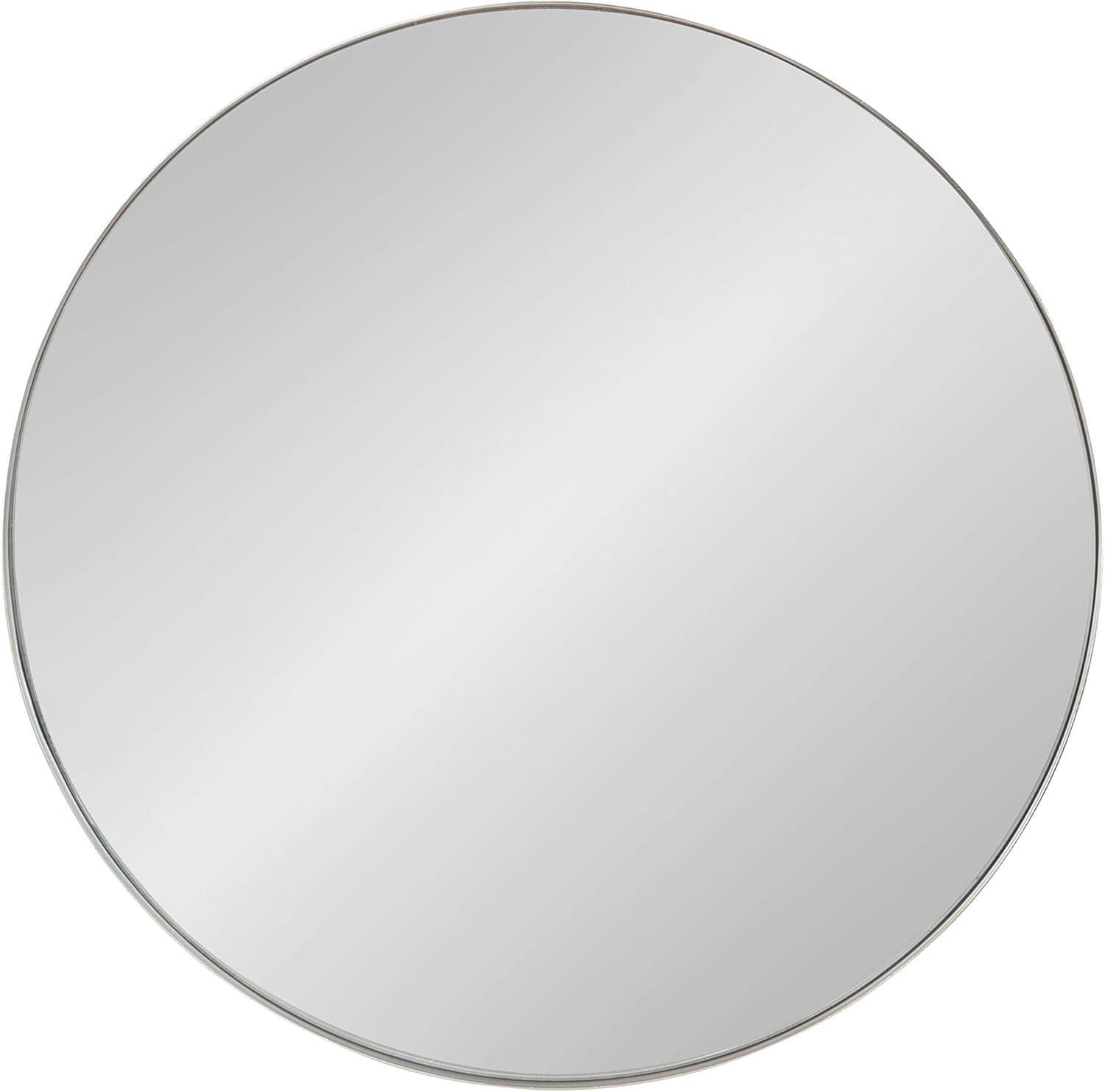 Kate & Laurel All Things Decor 28" Rollo Round Wall Mirror Silver: Modern Metal Frame, No Assembly Required