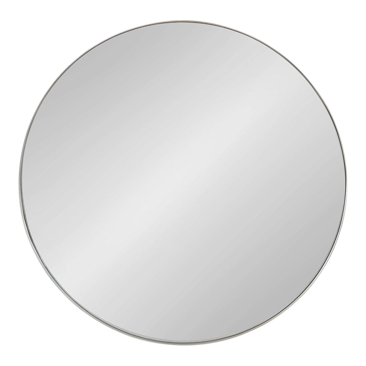 Kate & Laurel All Things Decor 28" Rollo Round Wall Mirror Silver: Modern Metal Frame, No Assembly Required