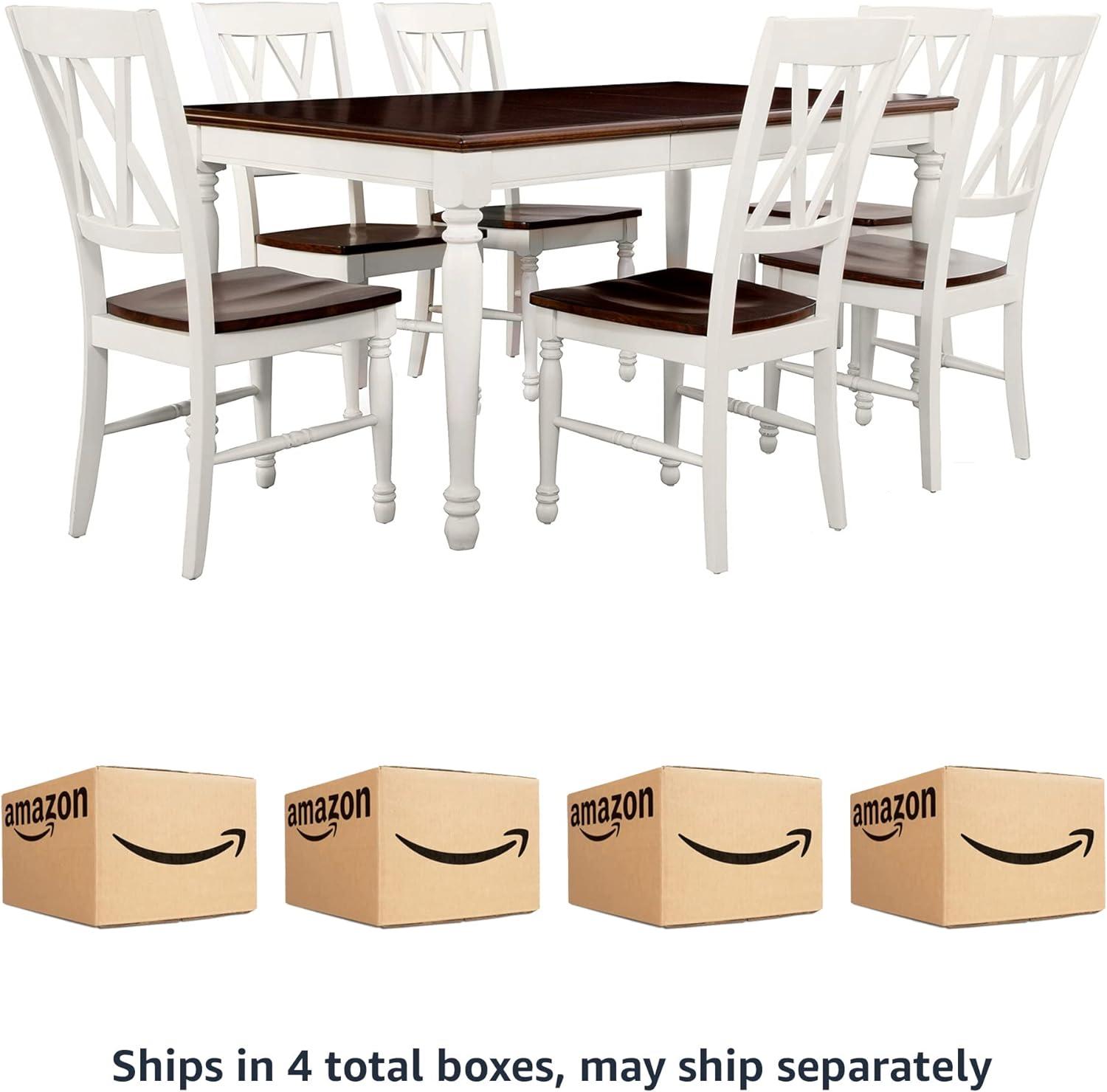 Classic Shelby 7-Piece White and Cherry Extendable Dining Set