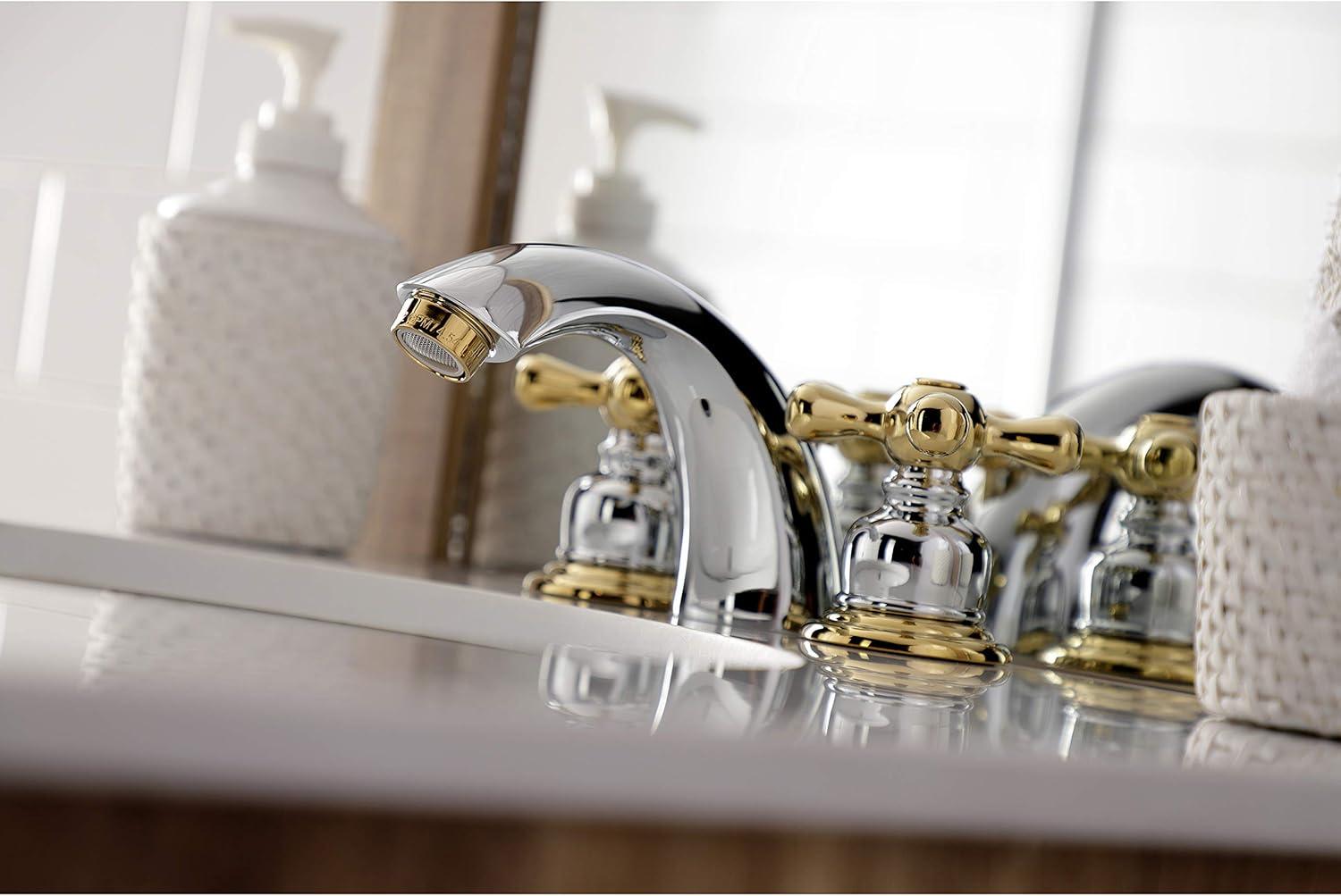 Kingston Brass KB944AX Victorian Mini-Widespread Bathroom Faucet, Polished Chrome/Polished Brass