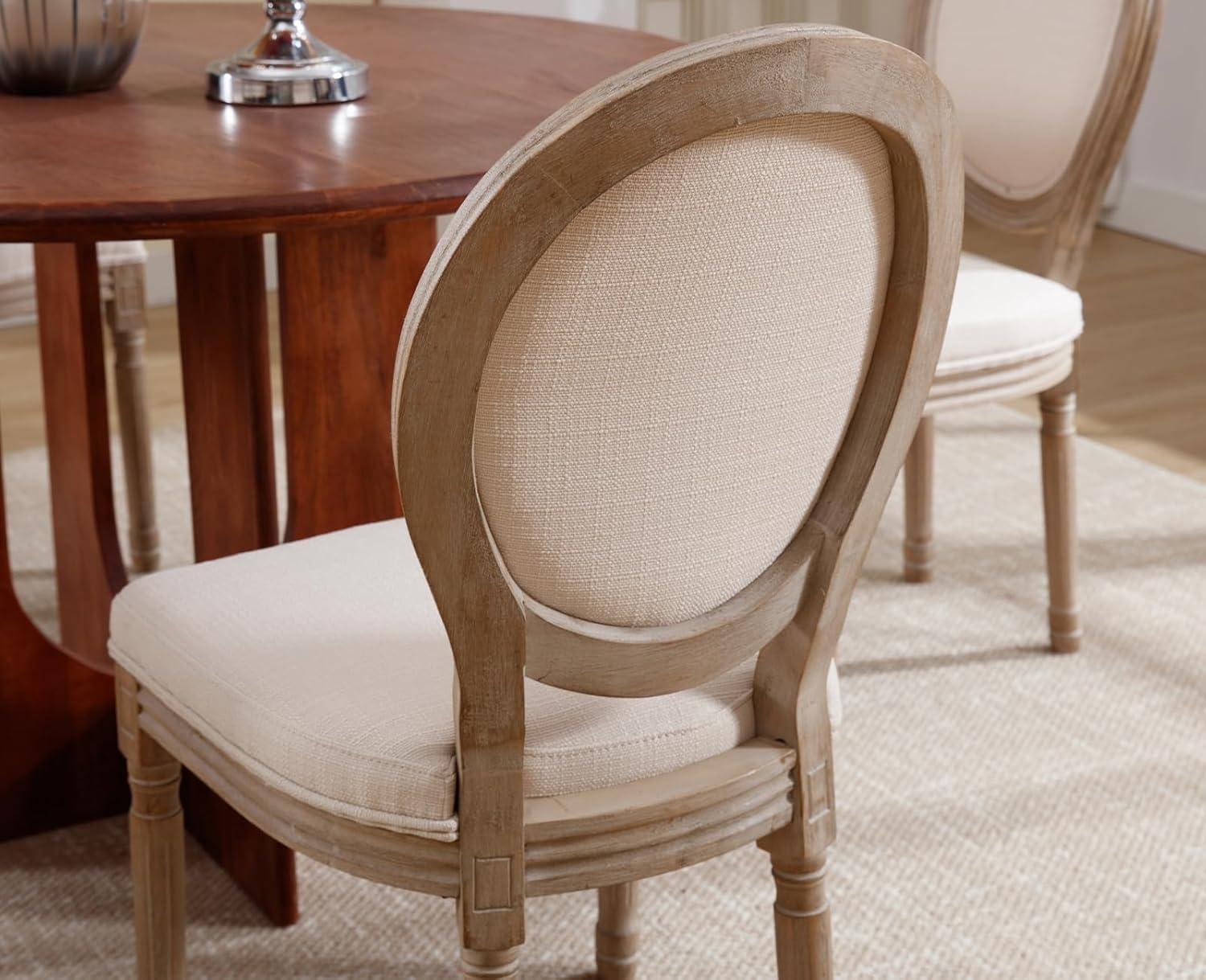 SoarFlash French Dining Chairs Set of 6, Vantage Dining Chair with Round Back, Farmhouse Country Dining Chair for Kitchen,Bedroom,Beige