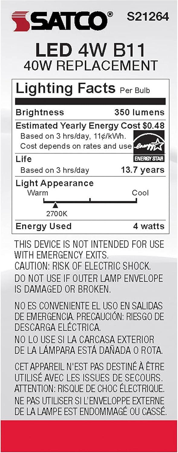 40 Watt Equivalent B11 E12/Candelabra Dimmable LED Bulb
