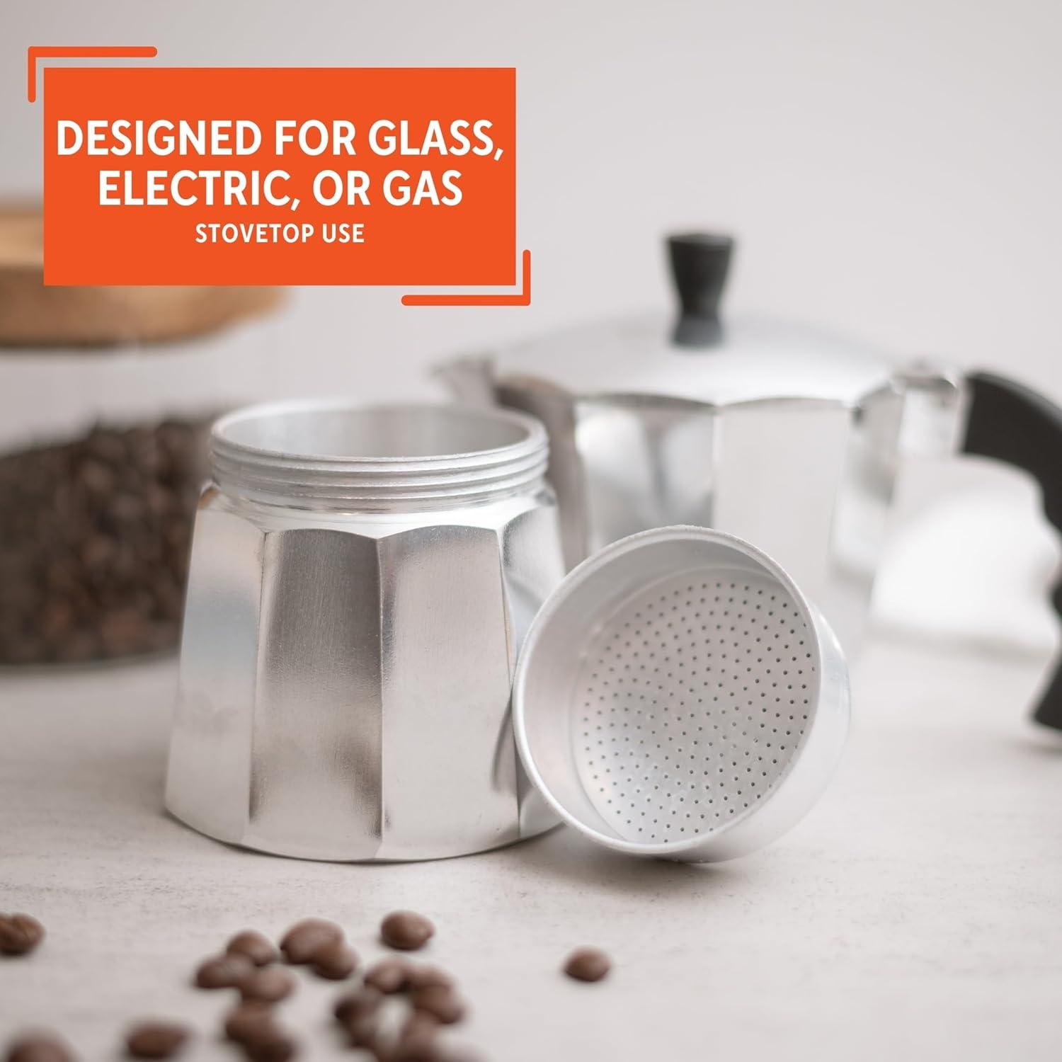 IMUSA 3 Cup Aluminum Stovetop Coffeemaker: Manual Espresso Maker, Gray, No Filter Needed, Hand Wash, 8 oz Capacity