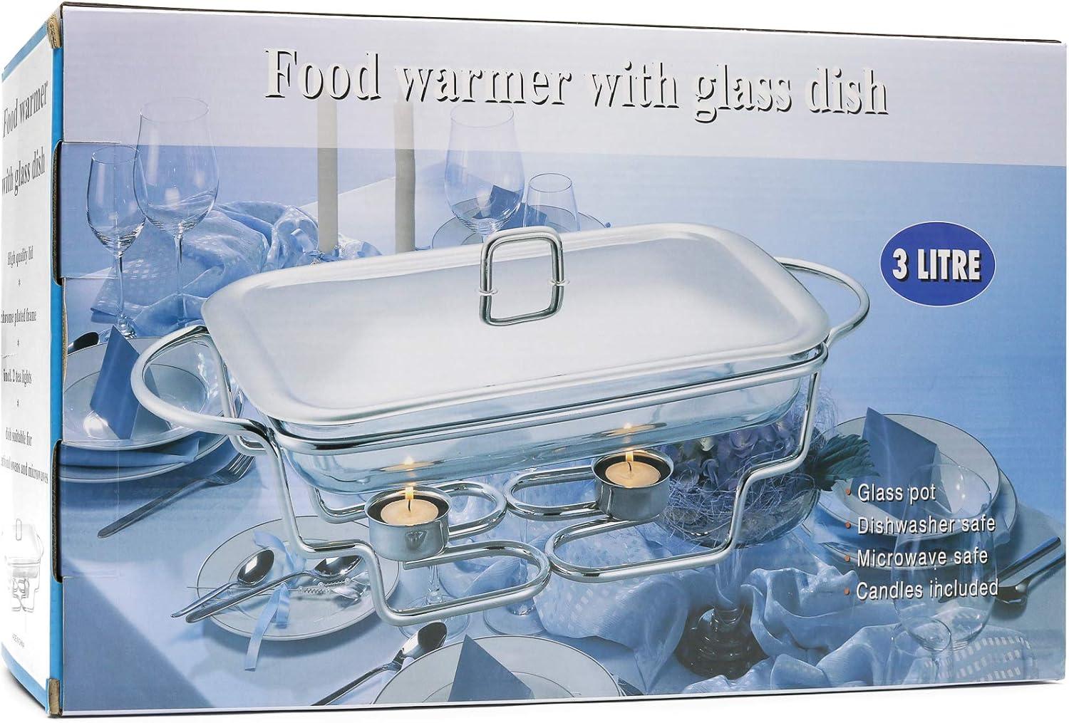 Galashield Chafing Dish Buffet Set Warming Tray with Lid Stainless Steel Buffet Server and Oven Safe Glass 3-Quart