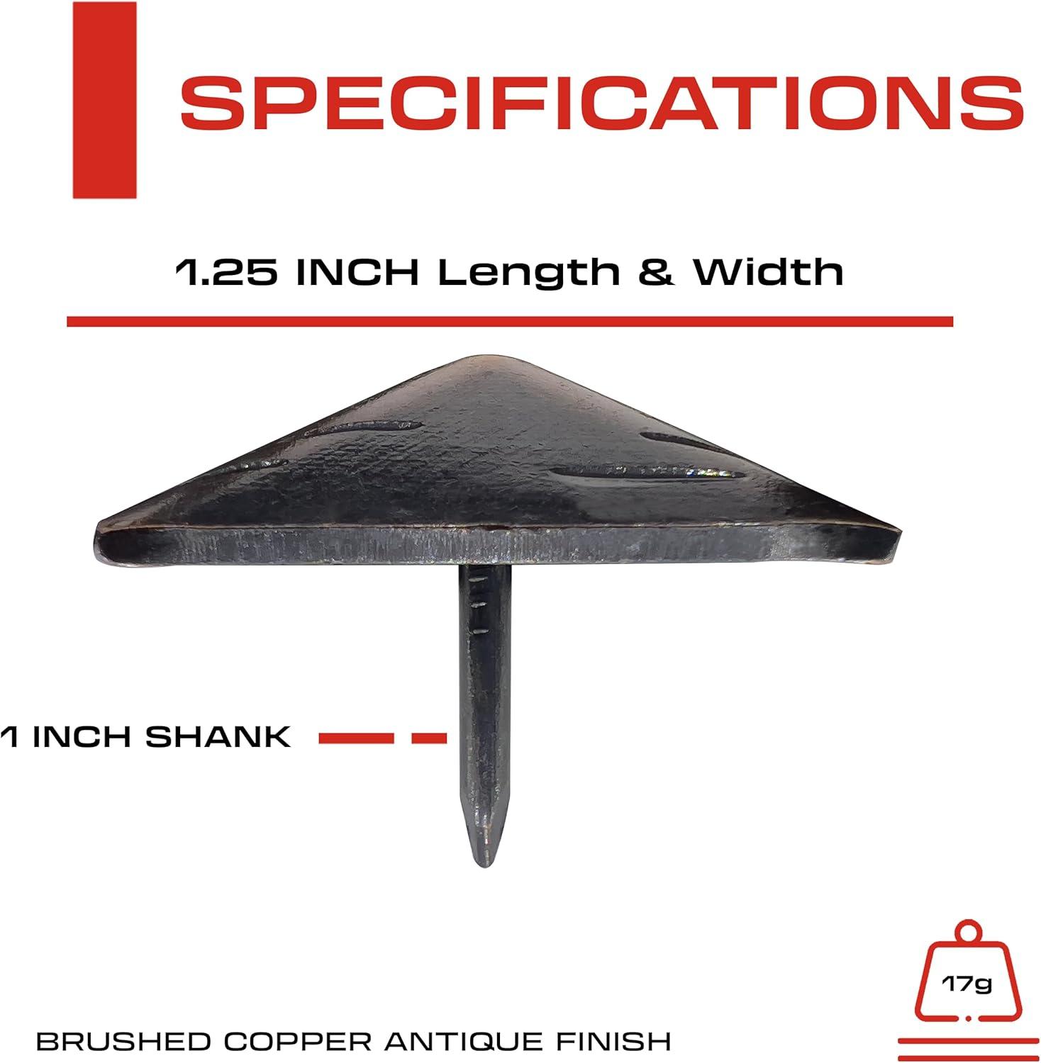 50 Pack - 1.25 Inch Iron Clavos - Decorative Nails - Square - Upholstery Tacks - Clavos - Antique Decorative Rustic Nails for Wood, Decorative Door Studs, Farm Barn Door, Furniture Nails