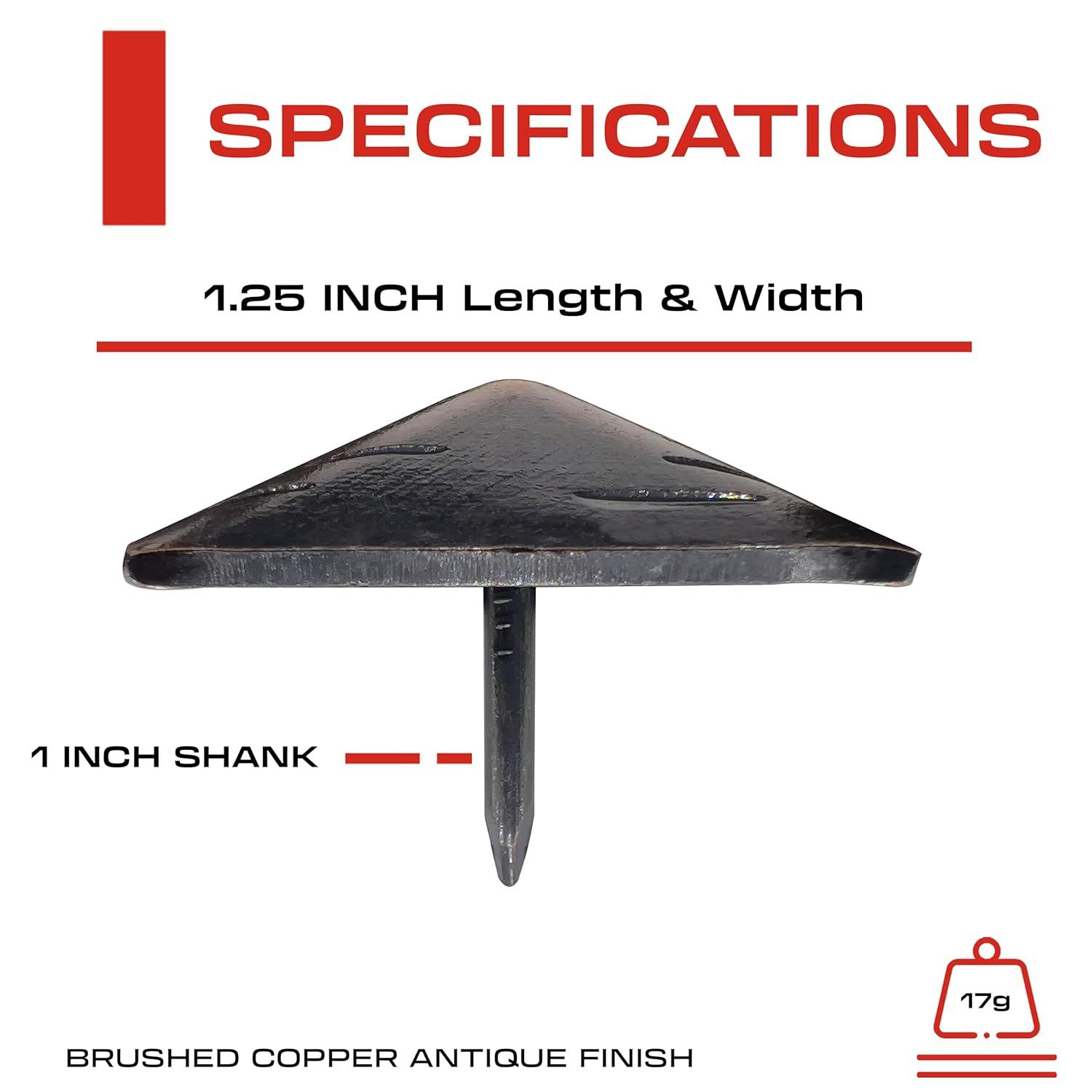 50 Pack - 1.25 Inch Iron Clavos - Decorative Nails - Square - Upholstery Tacks - Clavos - Antique Decorative Rustic Nails for Wood, Decorative Door Studs, Farm Barn Door, Furniture Nails