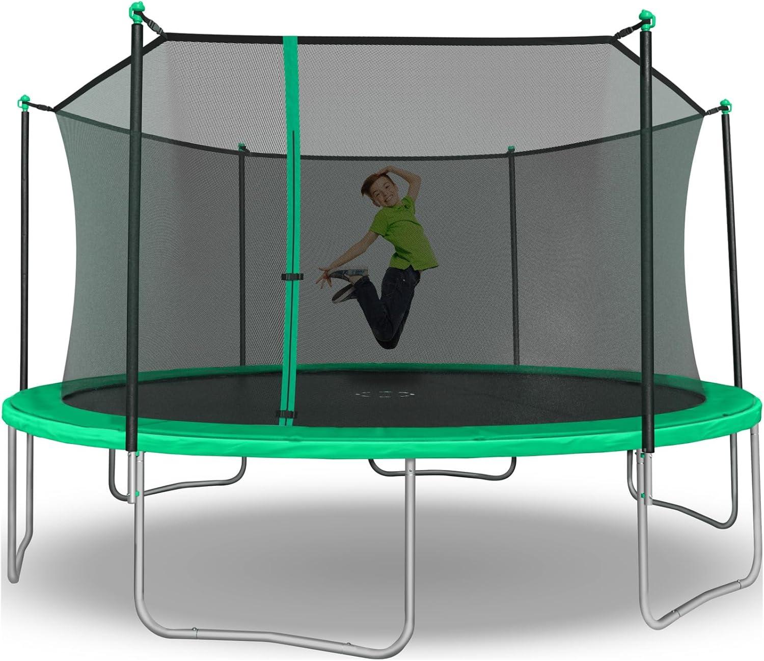 Sportspower 15-Feet Green Trampoline with Enclosure