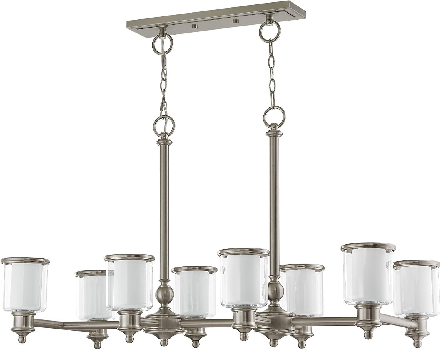 Livex Lighting 40208-91 Transitional Eight Light Linear Chandelier from Middlebush Collection in Pwt, Nckl, B/S, Slvr. Finish, 41.75 inches, 24.50x41.75x20.00, Brushed Nickel