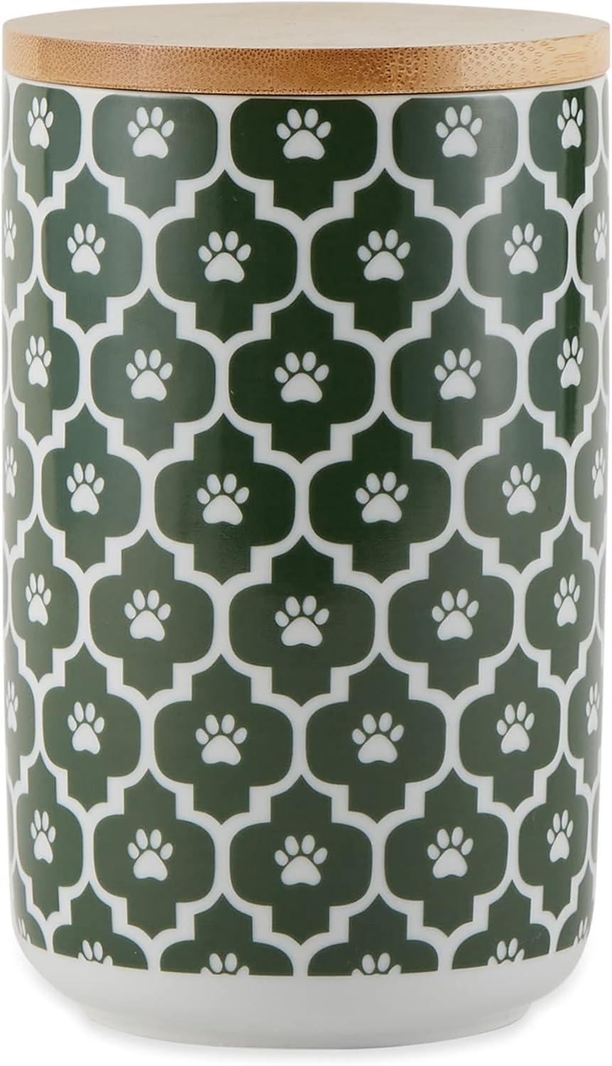 Bone Dry Lattice Pet Treat Jar Canister, Dishwasher Safe,4x6.5", Hunter Green