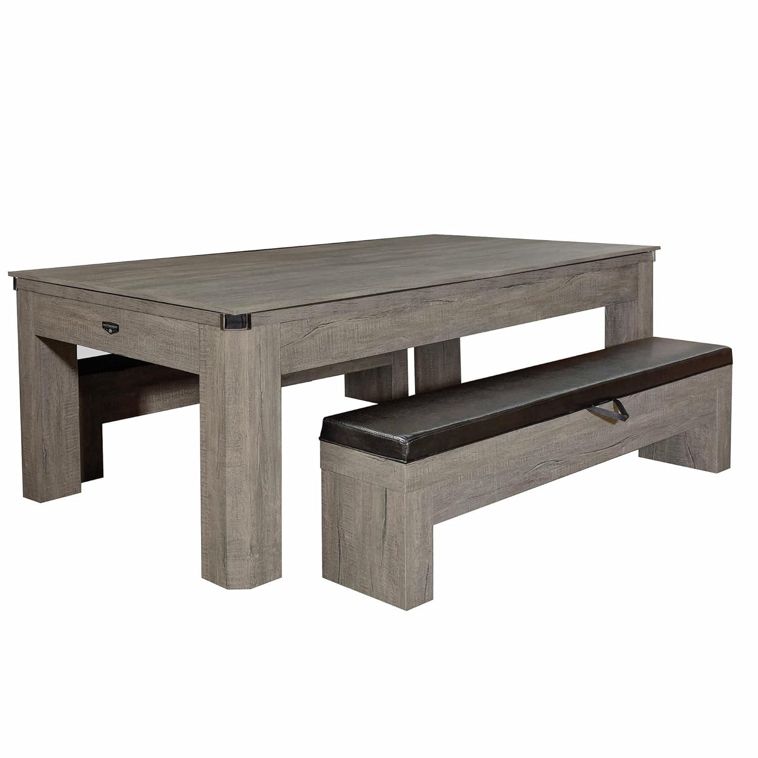 Hathaway Games Hathaway Newport Stylish 7 Ft Multi Game Pool Table Combo with Dining Top and Ping Pong – Includes Benches for Home Storage and Accessories