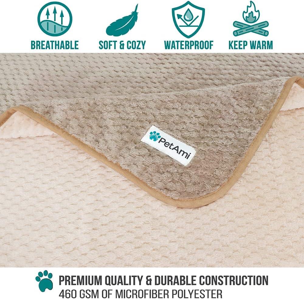 PetAmi Waterproof Dog Blanket, Leakproof Fleece Throw for Pet Cat Puppy Kitten, Reversible Washable Soft Plush Cover