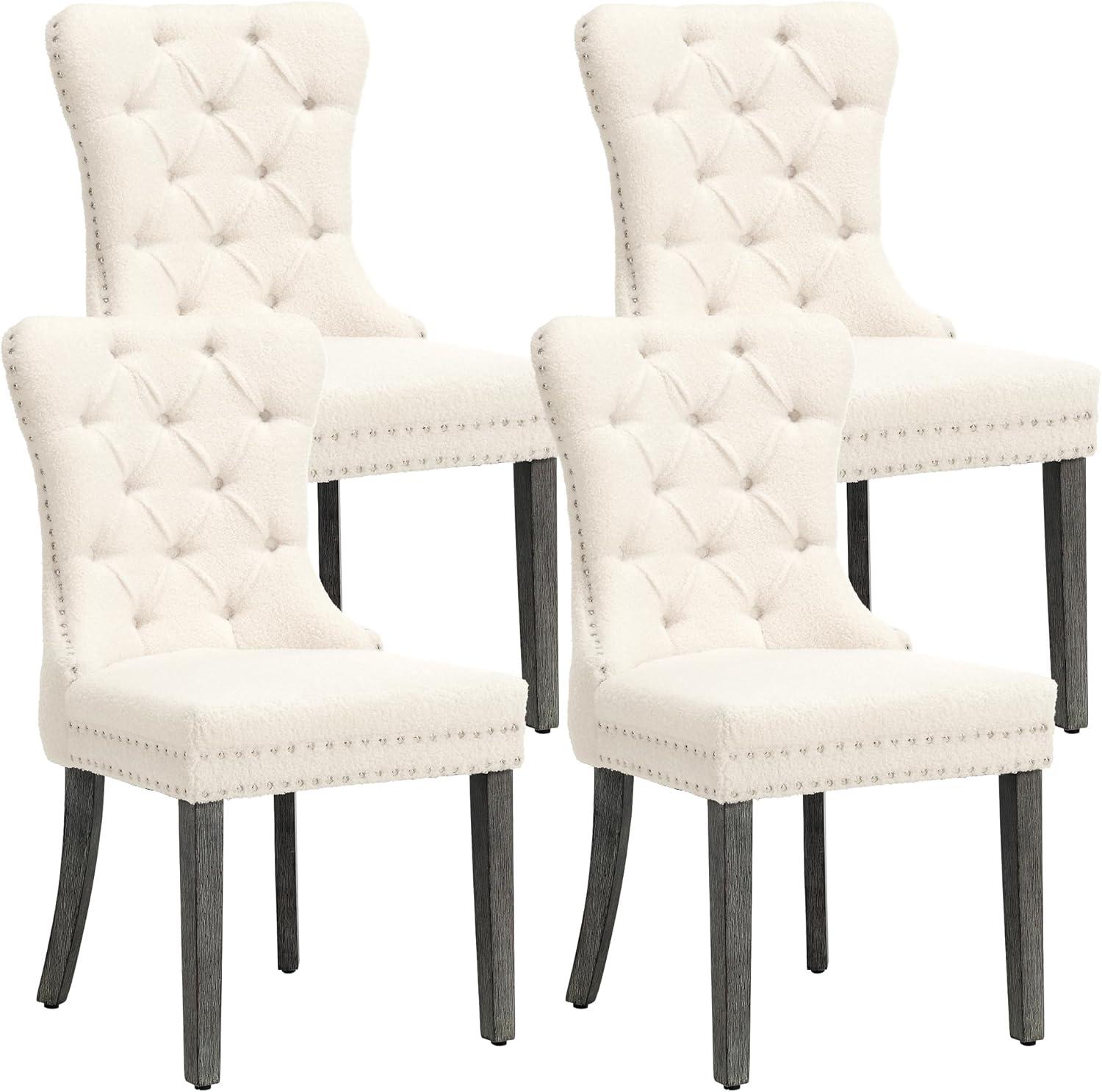 Almeada Stylish Tufted High Back Parsons Chair Dining Chair with Nailhead Trim