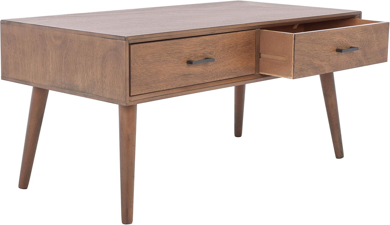 SAFAVIEH Mozart Mid-Century 2 Drawer Coffee Table, Brown