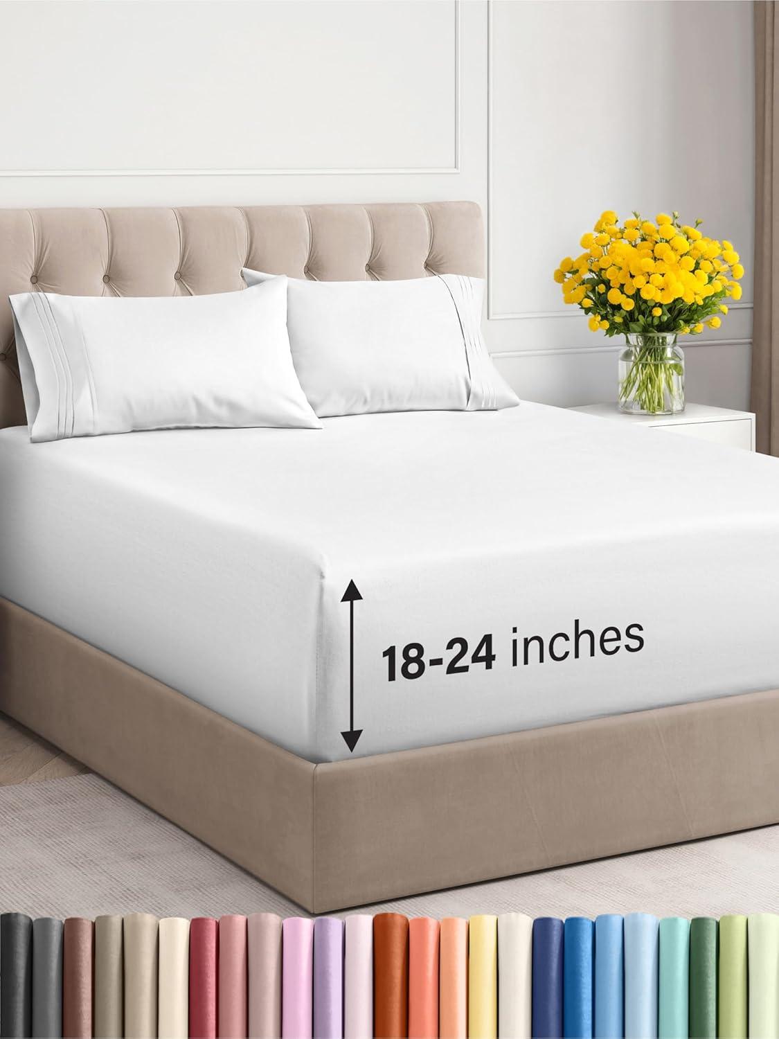 4 Piece Ultra Soft & Cooling Deep Pocket Sheet Set Brushed Hotel Luxury Bed Sheets