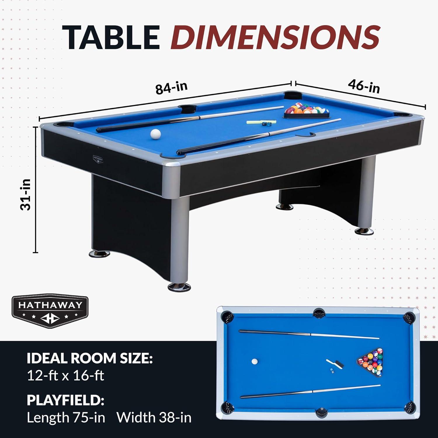 Hathaway Games Hathaway Maverick Deluxe 7 Ft Pool Table, with Ping Pong Multi Game Combo Tables for Family Recreation Game Rooms – Includes Billiard Balls, Cues, Paddles, Brush & More