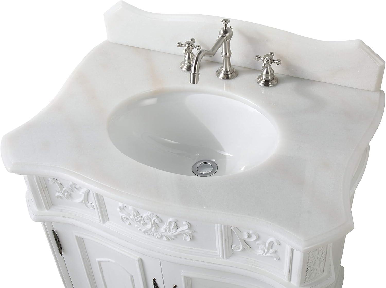 30.75'' Antique White Marble Top Bathroom Vanity