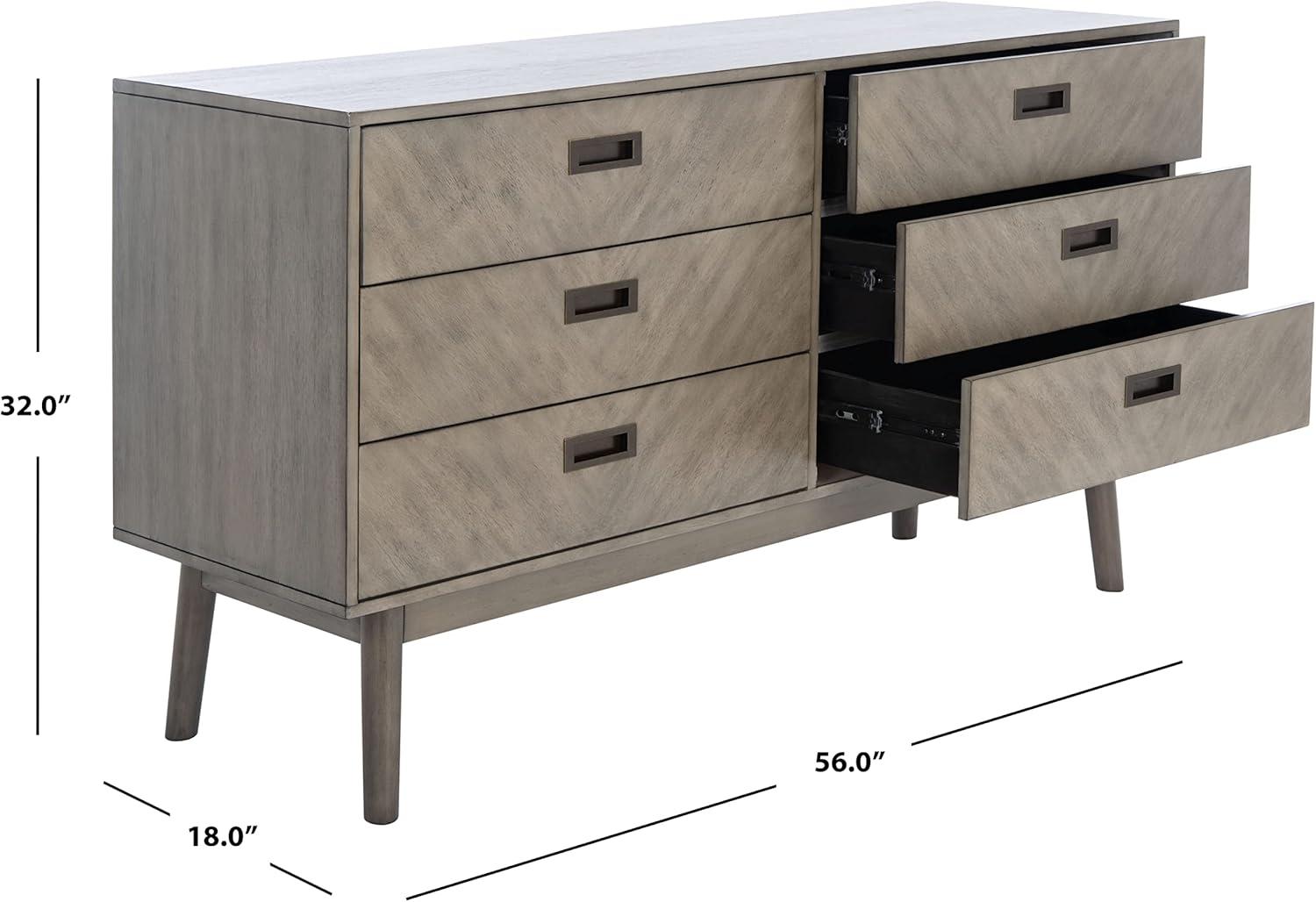 Donald 6 Drawer Mid-Centry Dresser - SFV2110 - Light Grey - Safavieh Couture