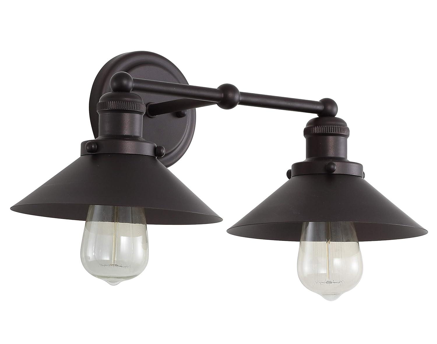 July 17.5" 2-light Metal Vanity Light, Oil Rubbed Bronze