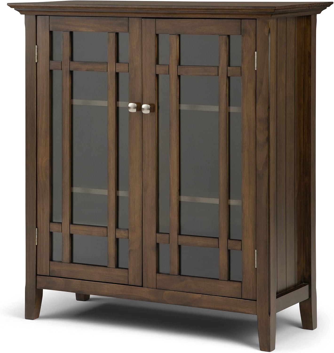 Simpli Home Bedford Solid Wood Medium Storage Cabinet In Rustic Natural Aged Brown