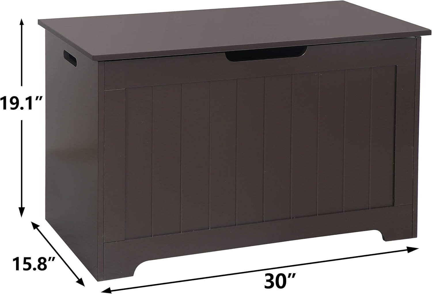 Toy Chest for Girls Boys Wooden Storage Box with Flip-top Lid & Safety Hinge, Kids Room Play Room Nursery Organizer, Bedroom Bench with 100L Storing Area, Brown