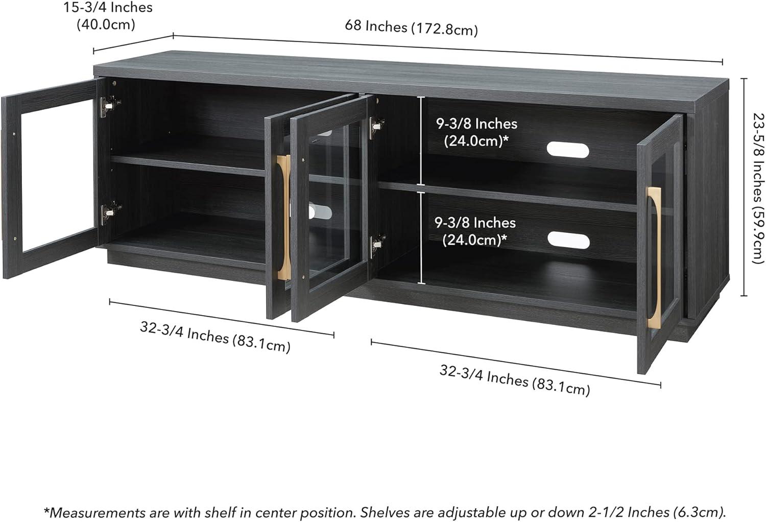 Evelyn&Zoe Donovan Rectangular TV Stand for TV's up to 75", Charcoal Gray