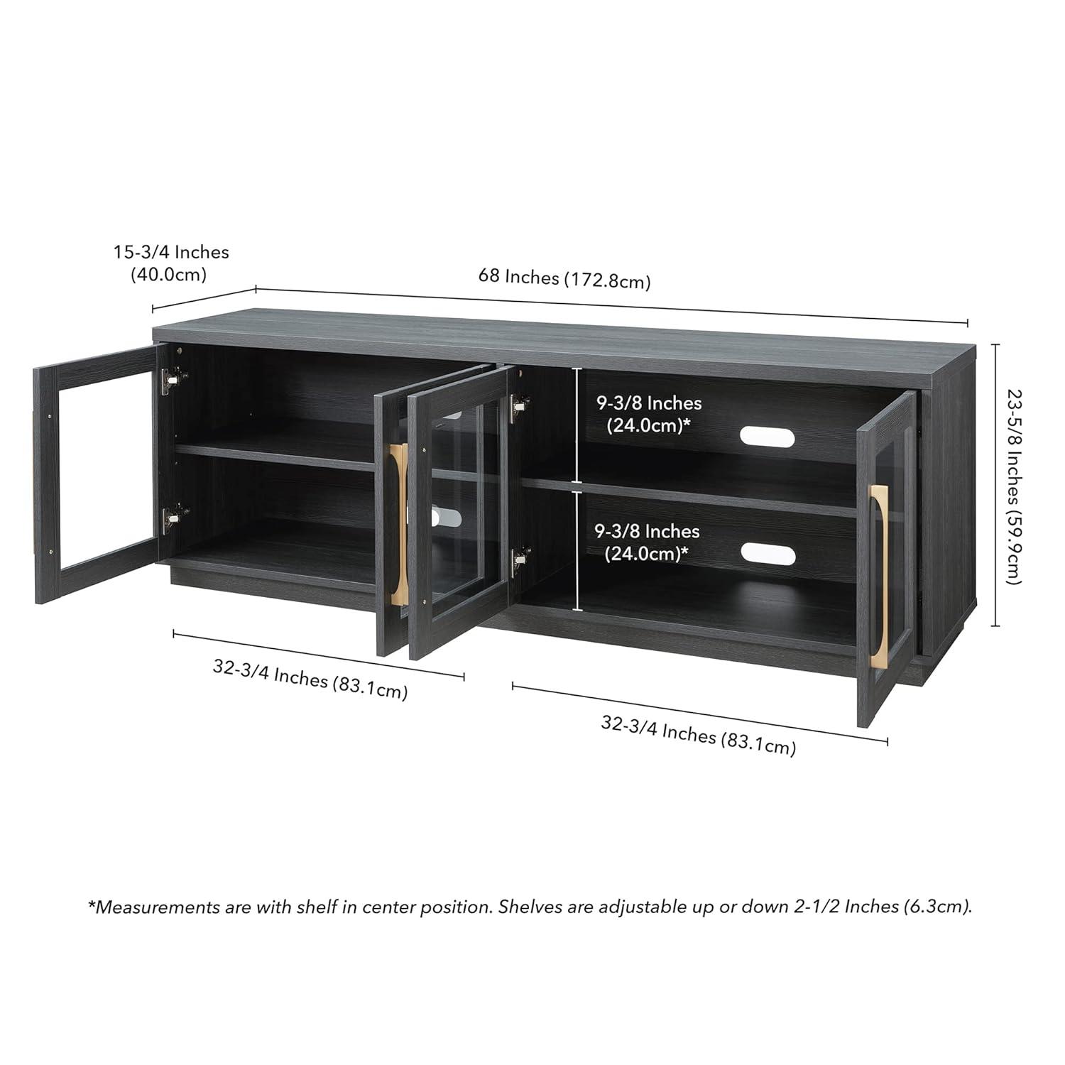 Evelyn&Zoe Donovan Rectangular TV Stand for TV's up to 75", Charcoal Gray