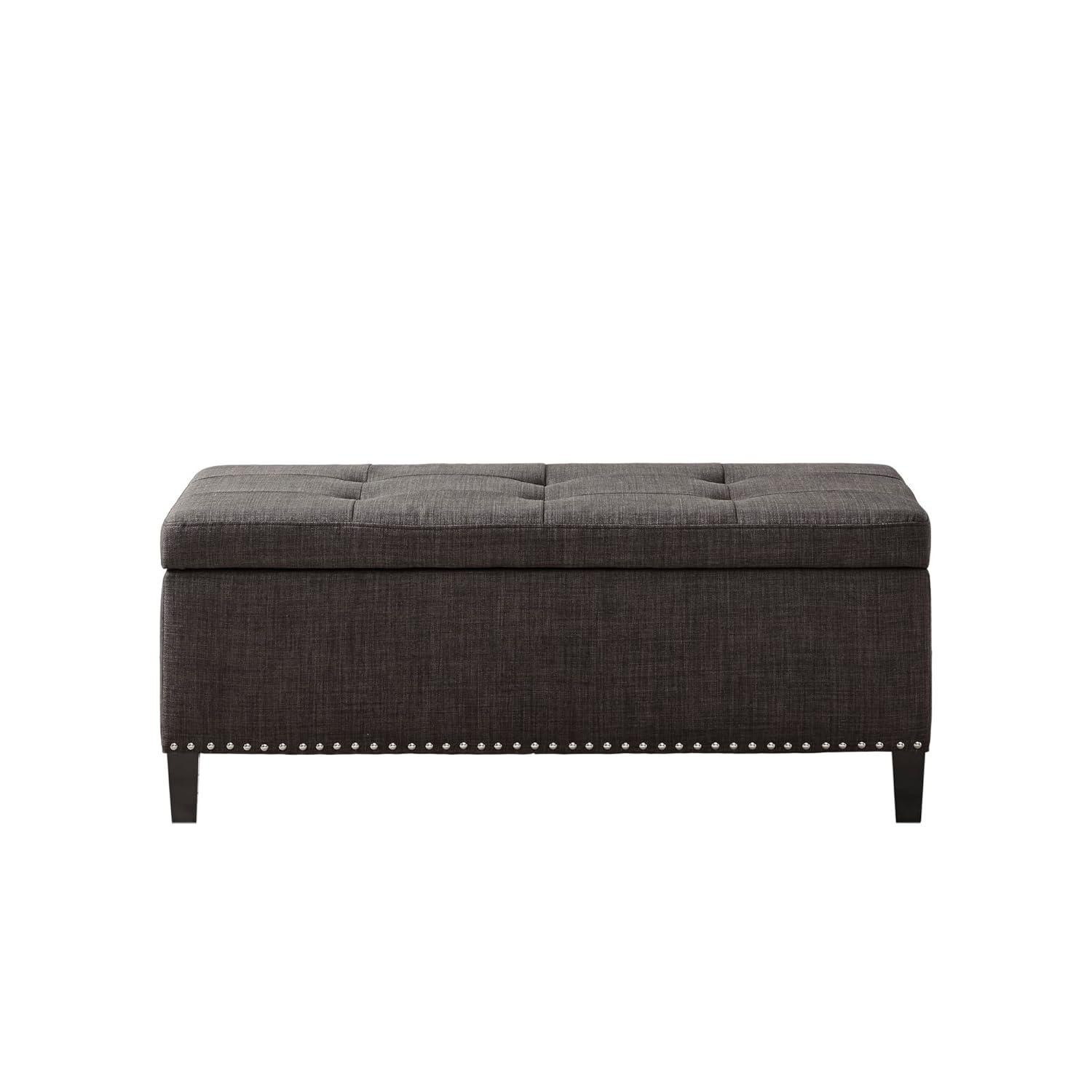 Wildon Home® Dark Gray Solid + Manufactured wood + 100% Polyester Bench
