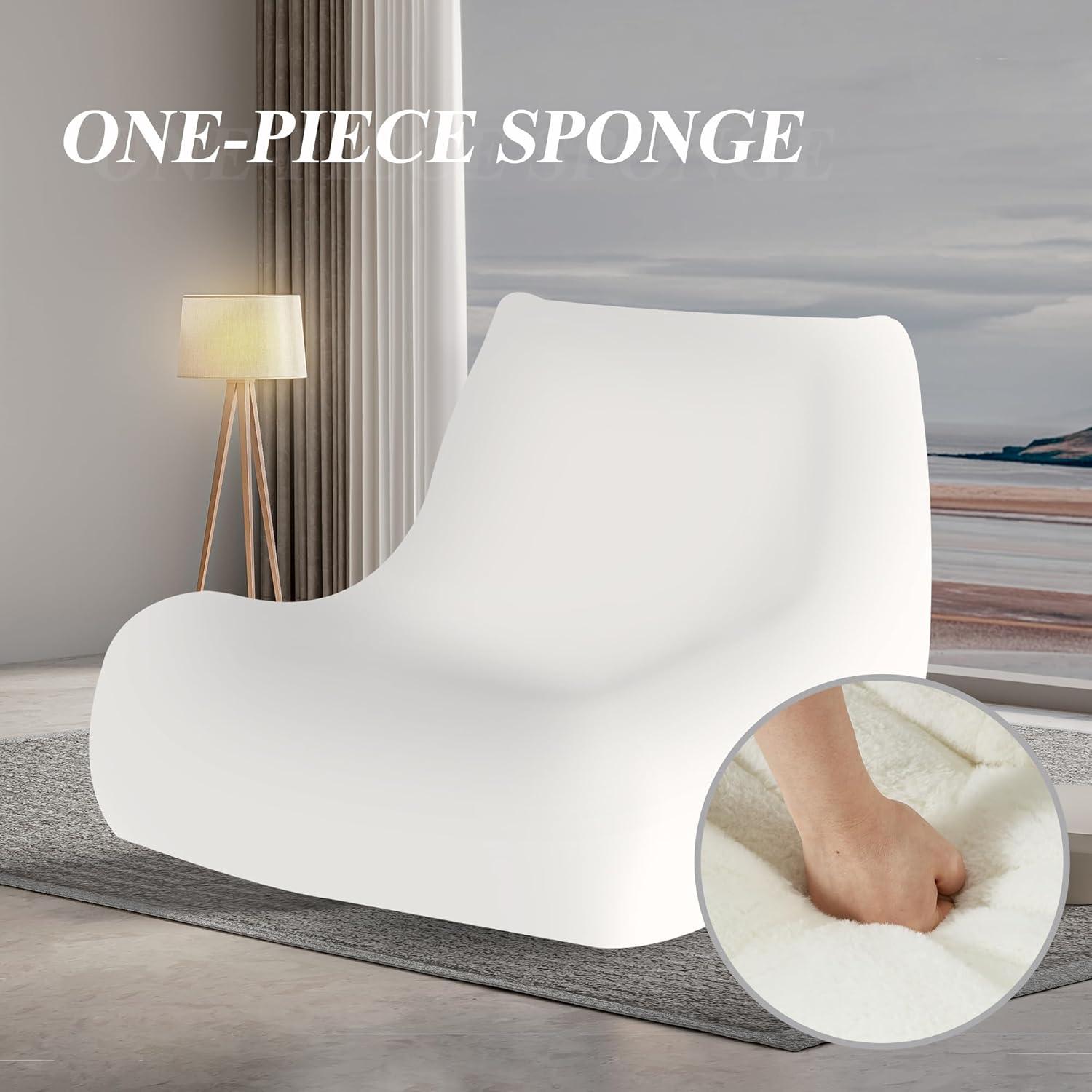 Bean Bag Chair Big Sofa Beanbag Chair for Adults Fireside Chair Bean Bag Lounger with Memory Foam Filled for Home,Apartment or Gaming Venue (White Plush)