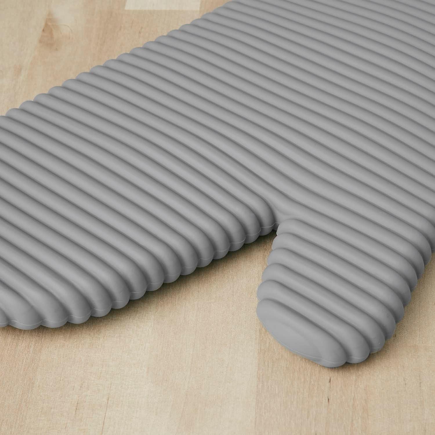 KitchenAid Matte Grey Ribbed Soft Silicone Oven Mitts, Set of 2