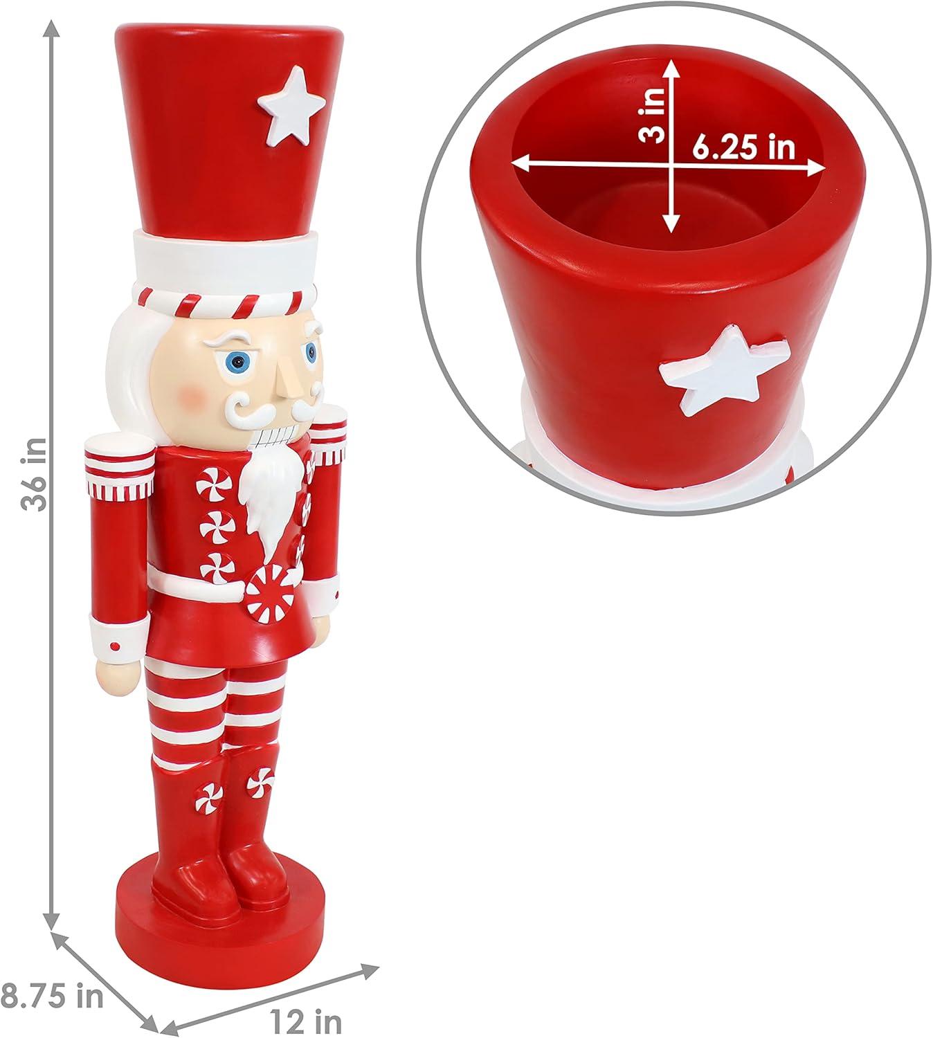 Sunnydaze Alfonso the Noble Large Nutcracker Statue - Red/White - 36"