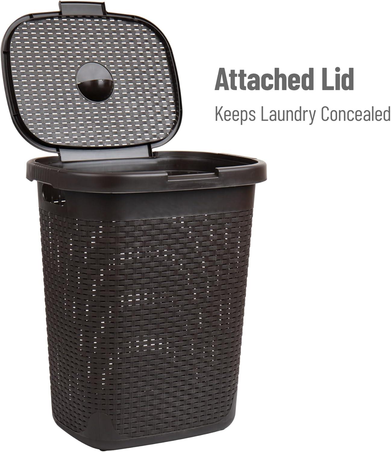 Mind Reader Mind Reader 50L Slim Laundry Hamper, Clothes Basket, Lid, Plastic