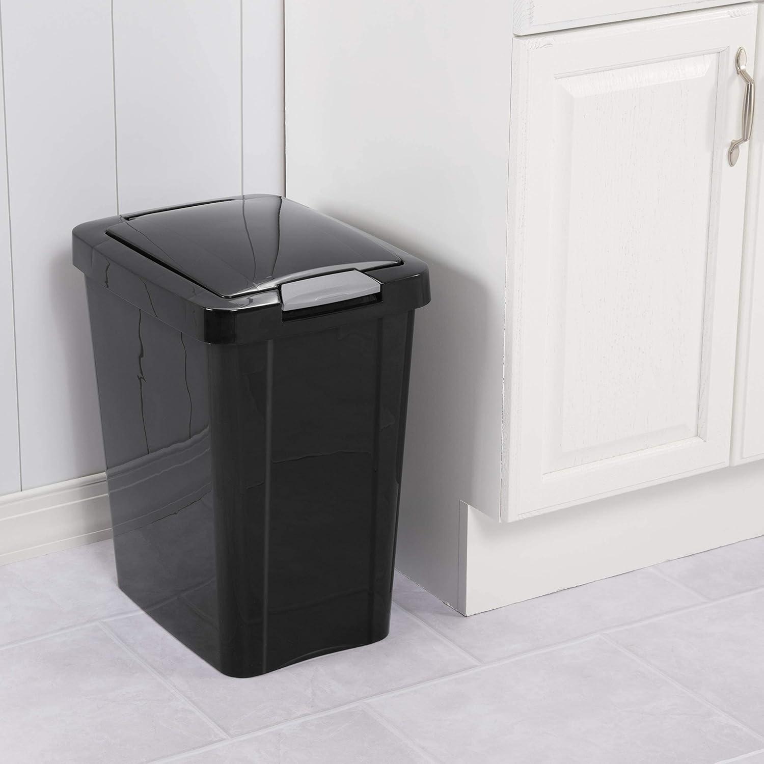 Sterilite 10439004 7.5 Gallon TouchTop Wastebasket with Titanium Latch, Black