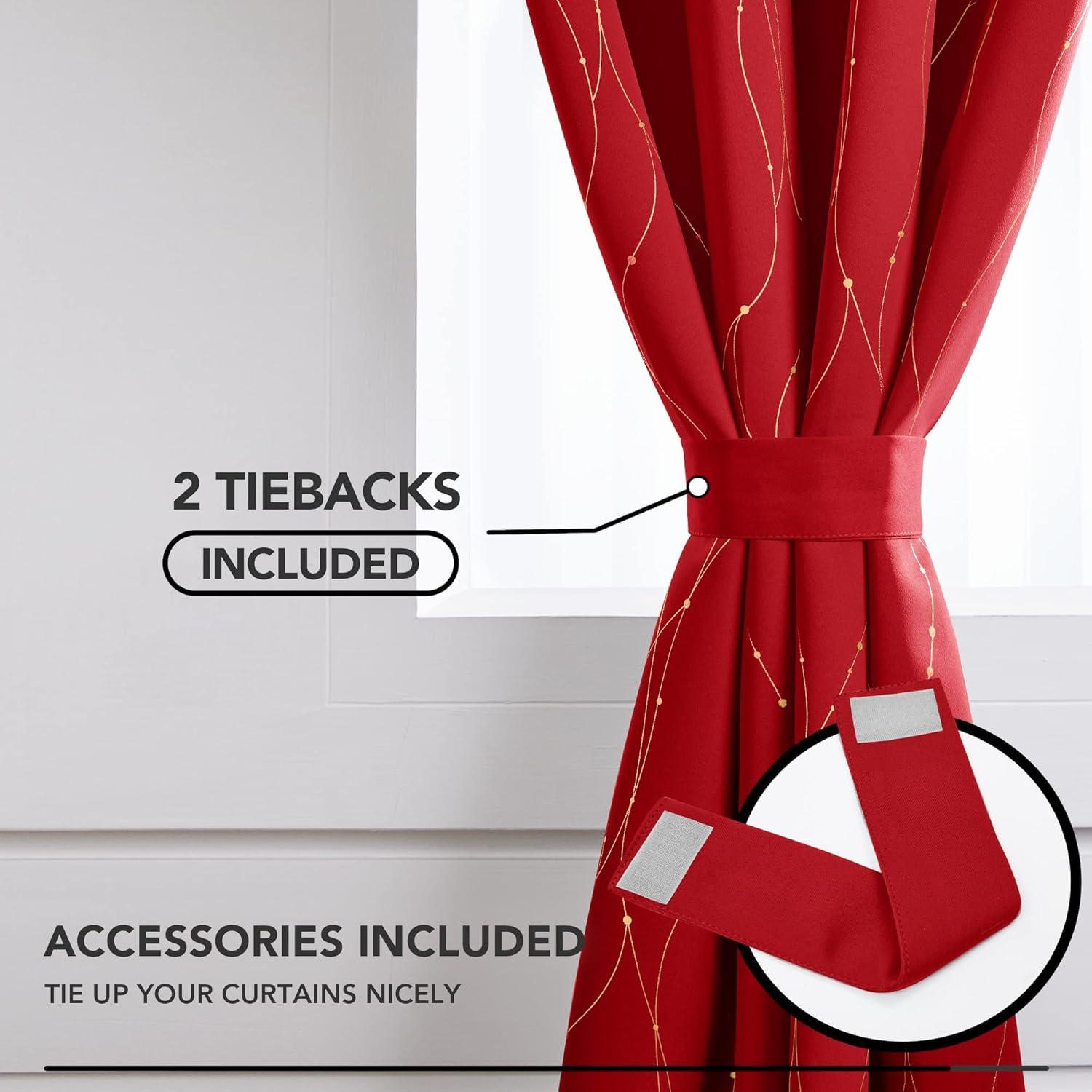 Deconovo Blackout Curtains - Thermal Insulated, Noise-Reducing Window Drapes for Bedroom, Living Room -2 Panels, Red, 42W x 54L