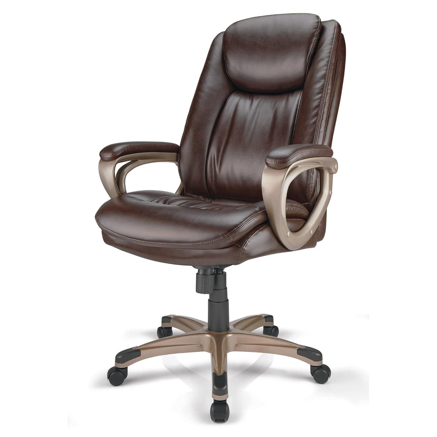 Treswell Brown and Champagne High-Back Leather Swivel Chair