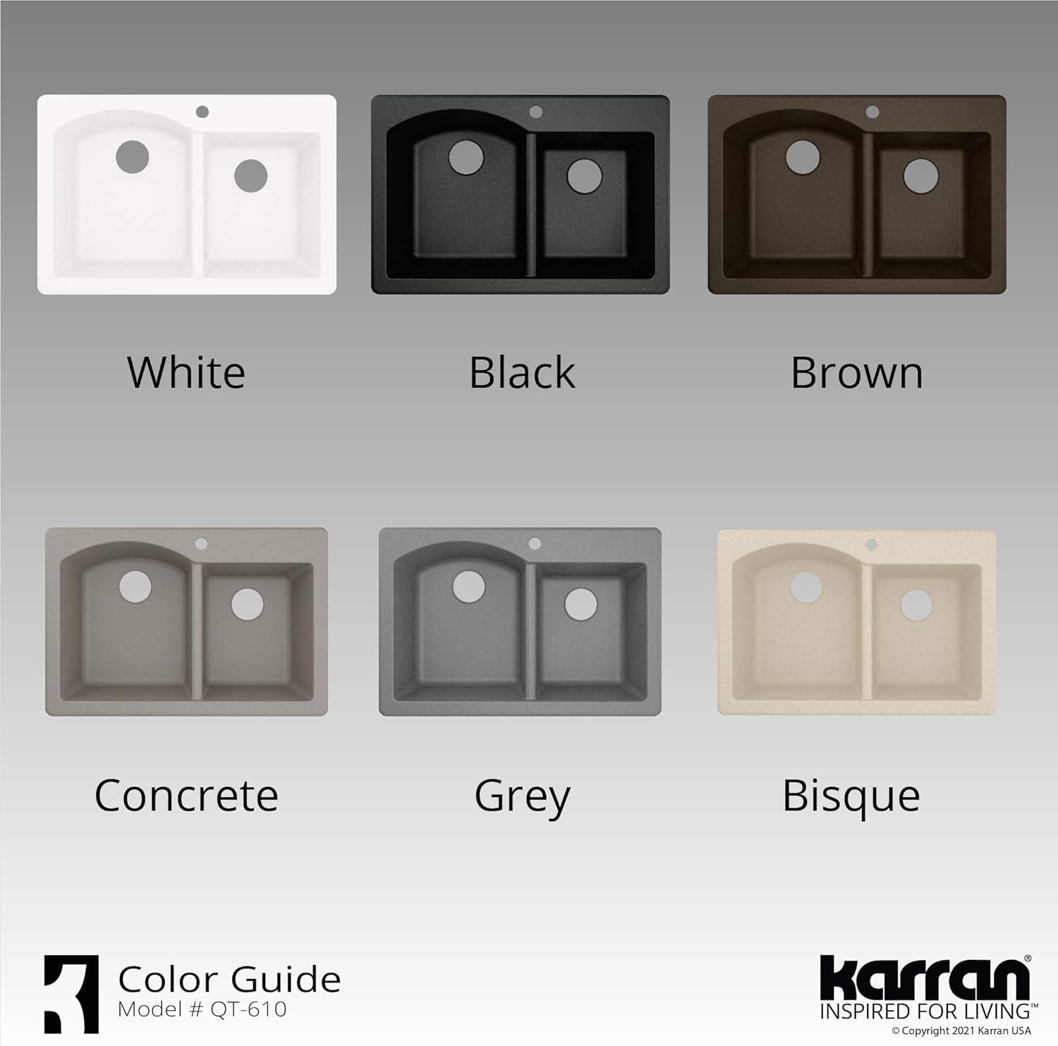 Karran Drop-in Quartz Composite 33'' X 22'' 1-Hole 60/40 Double Bowl Kitchen Sink