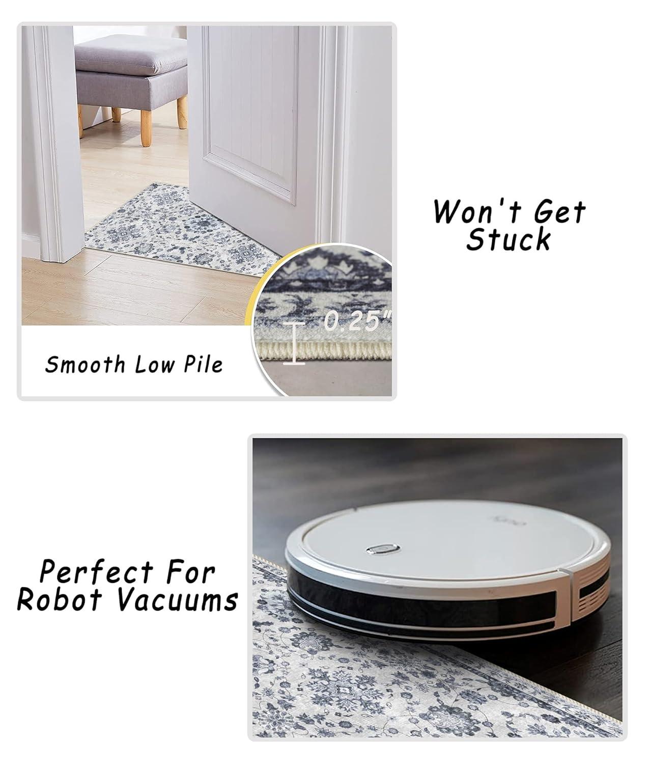 3' X 5' Modern Persian Vintage Moroccan Traditional Area Rug, Ivory/Blue/Red - JONATHAN Y