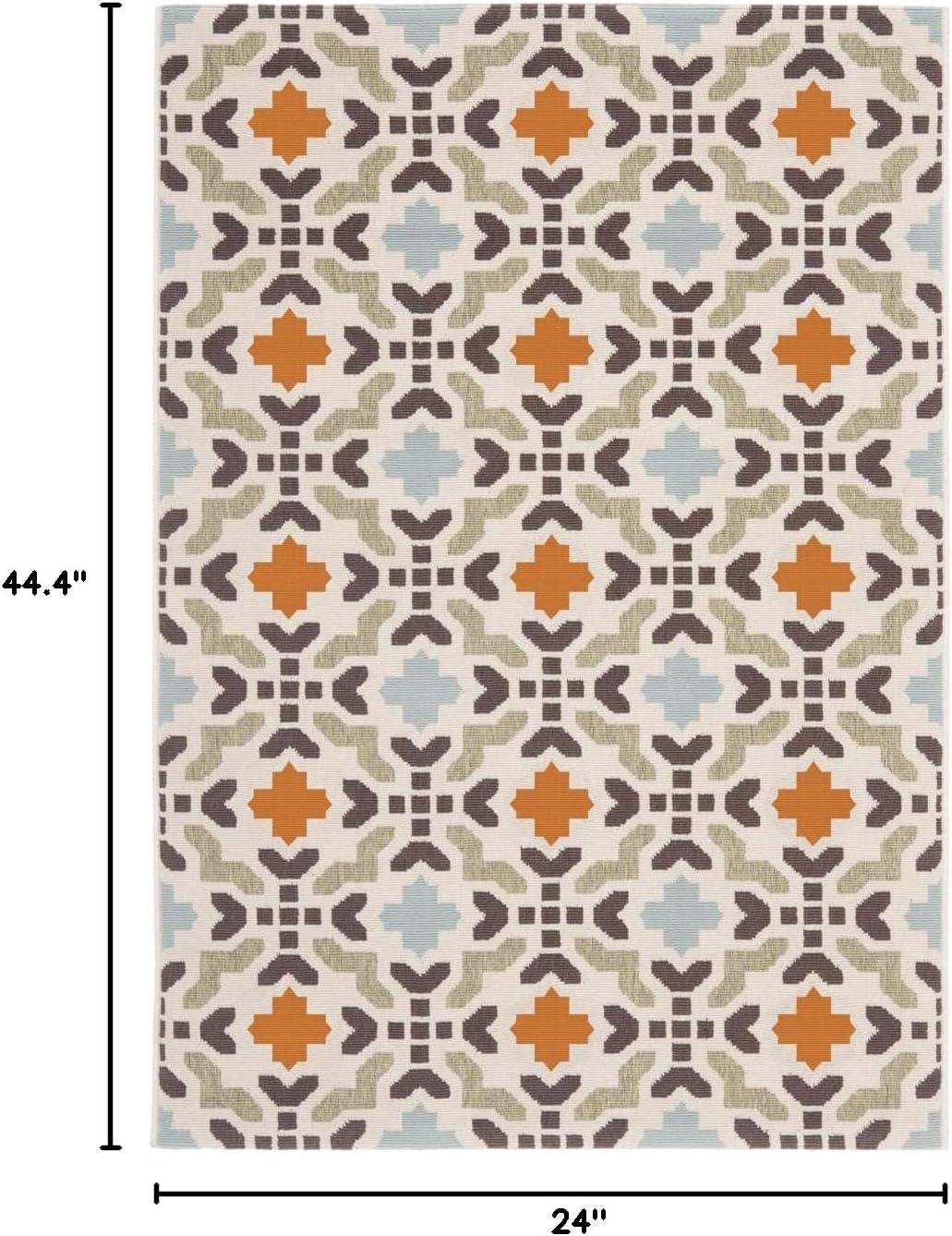 Veranda VER080 Power Loomed Indoor/Outdoor Accent Rug - Cream/Terracotta - 2'x3'7" - Safavieh