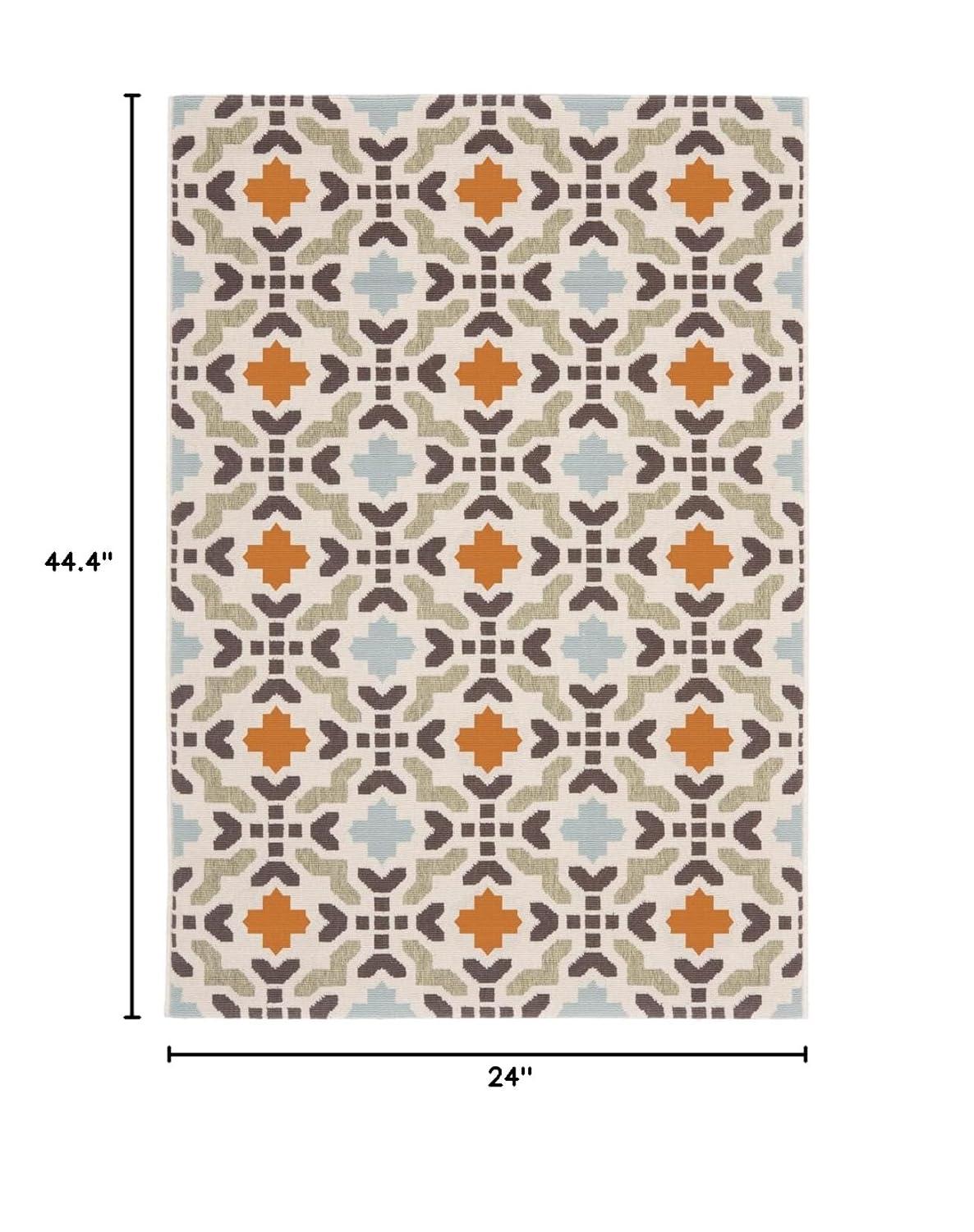 Veranda VER080 Power Loomed Indoor/Outdoor Accent Rug - Cream/Terracotta - 2'x3'7" - Safavieh