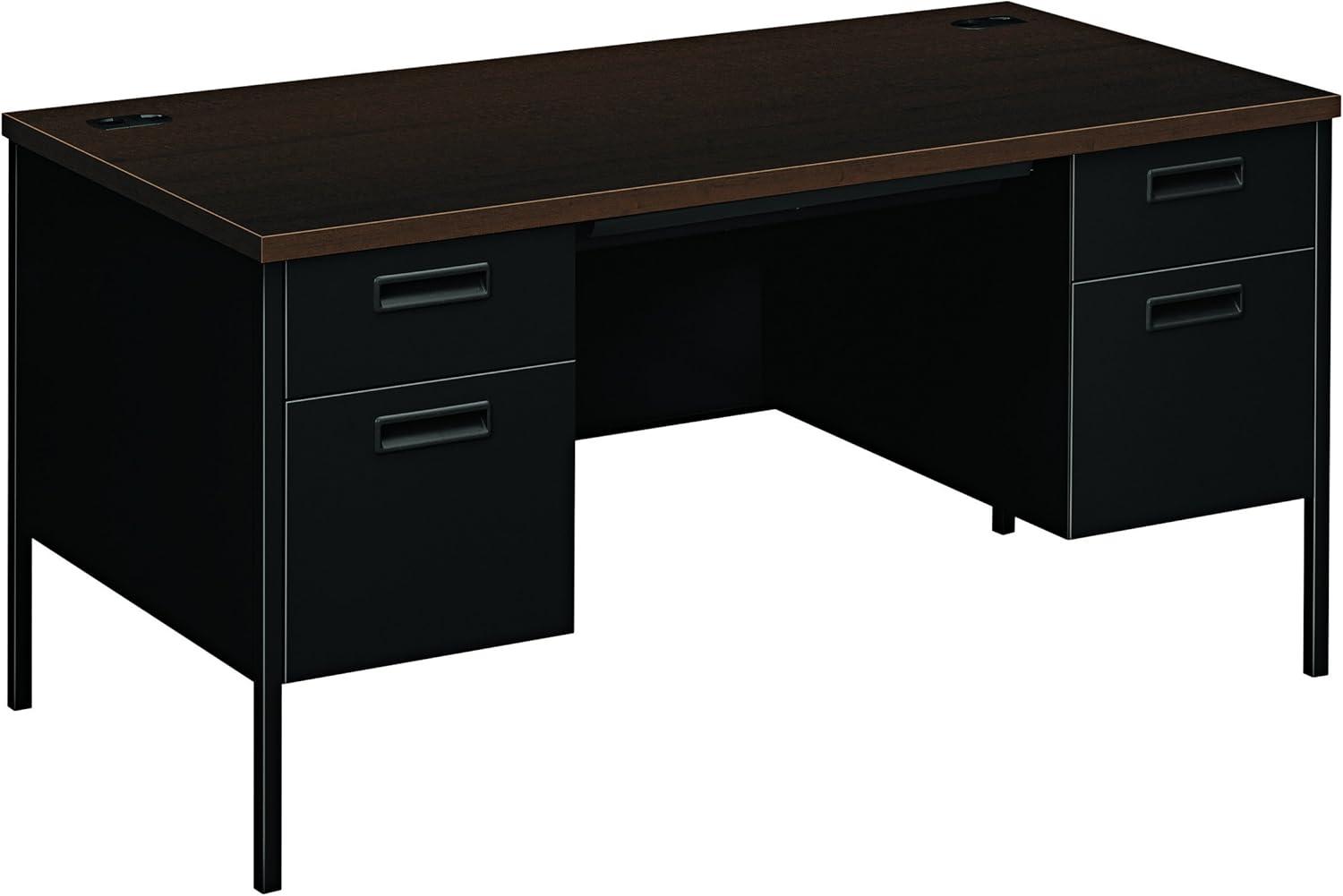 Classic Executive Black Wood Desk with Filing Drawer