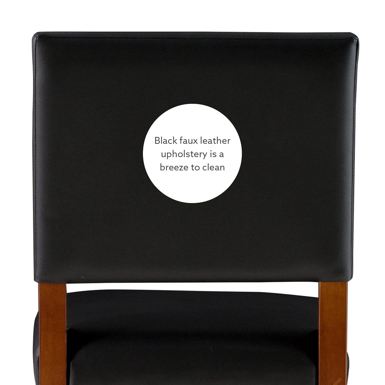 29" Brook Padded Back and Seat Faux Leather Barstool Hardwood/Black - Linon