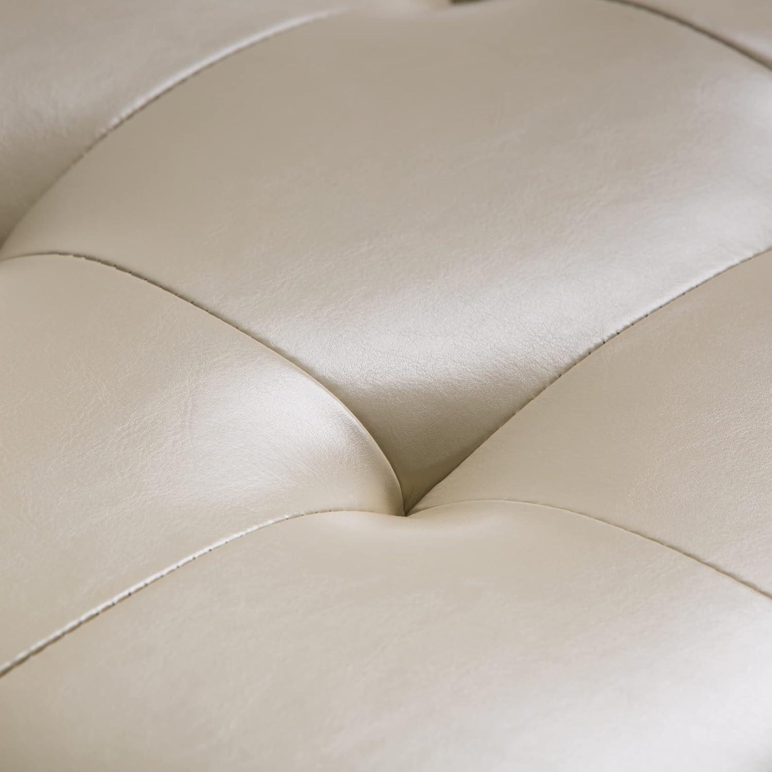Simpli Home Cosmopolitan 34"W Upholstered Storage Ottoman with Tufted Design and Large Interior Storage