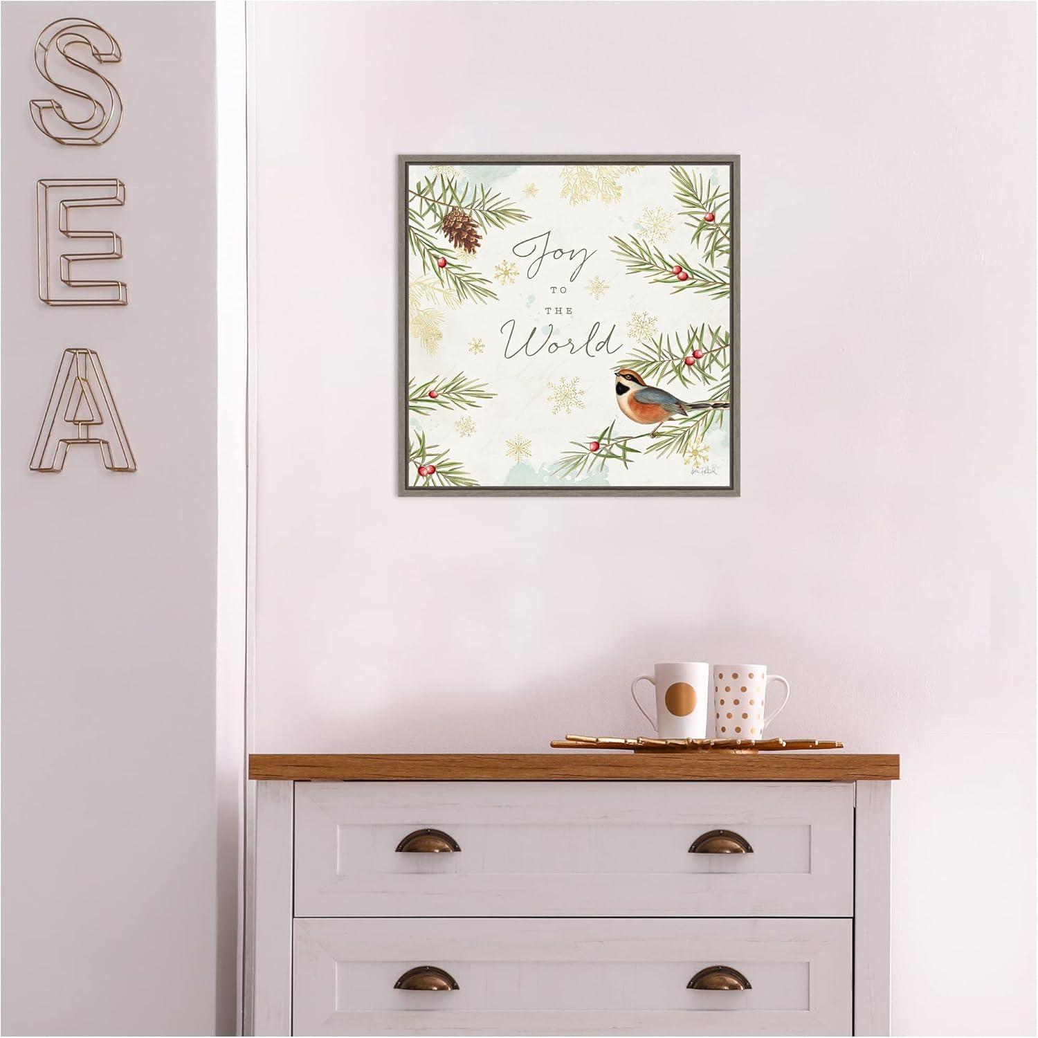 Amanti Art Christmas Tradition III (Bird) by Katie Pertiet Canvas Wall Art Print Framed 16 x 16-in.