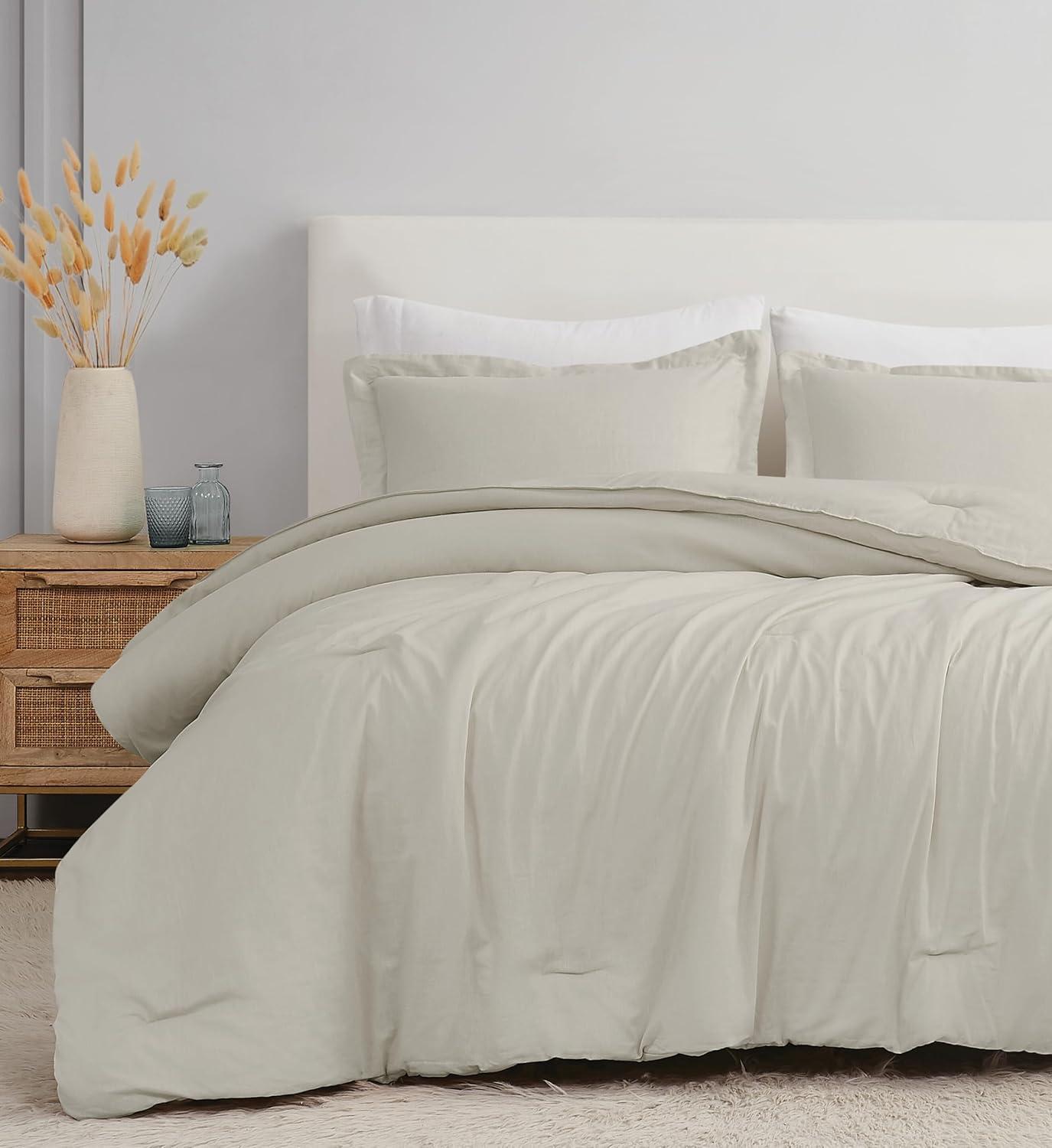 Brooklyn Loom 3pc King Flax Linen Comforter Set Natural